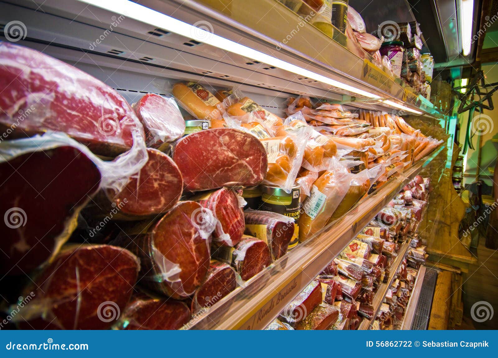 processed meat in supermarket