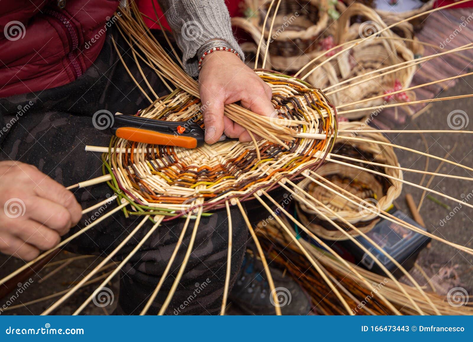 Processing Baskets in Wicker or Weeping Willow Tree with Flexible
