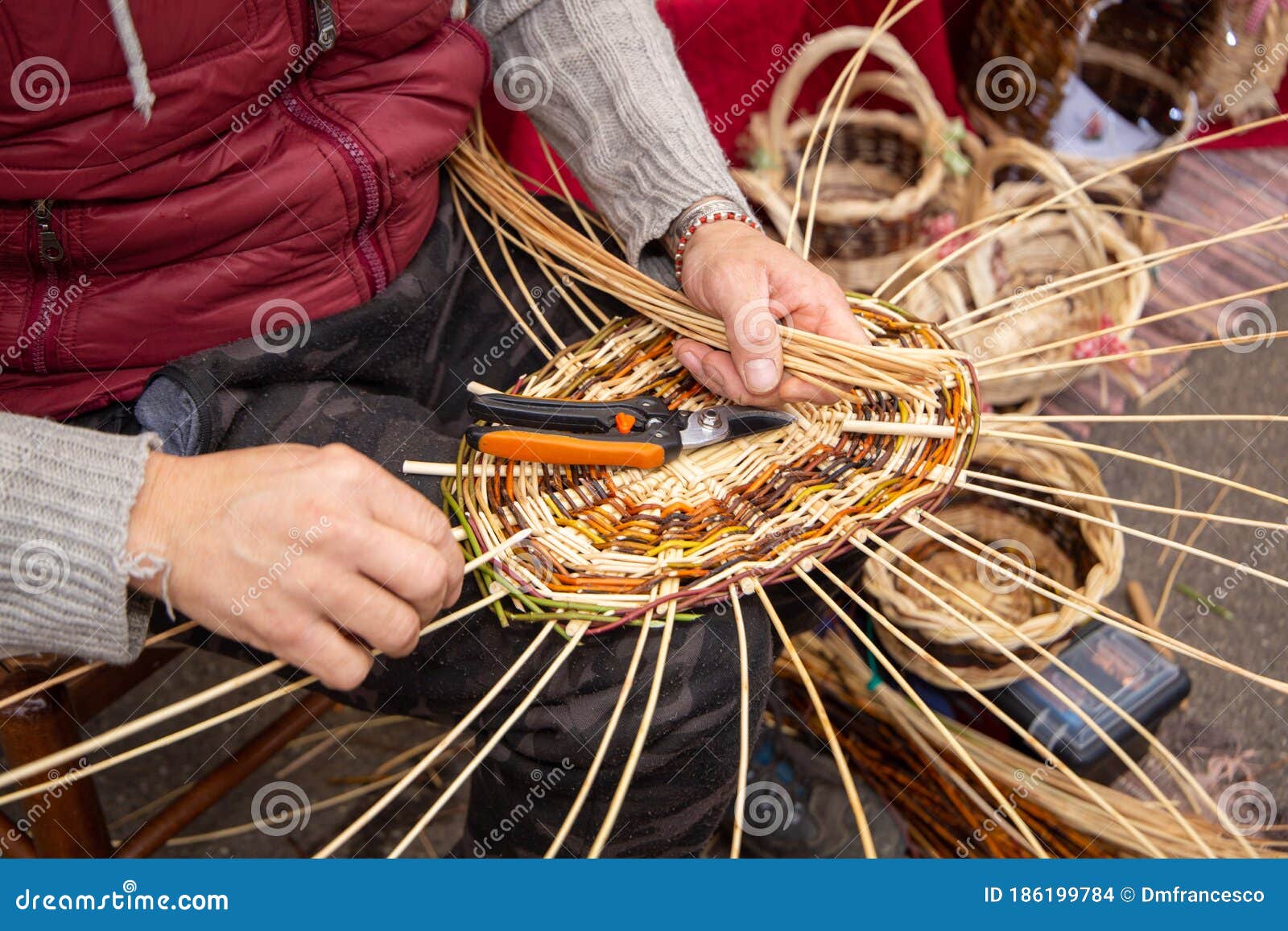 Processing Baskets in Wicker or Weeping Willow Tree with Flexible