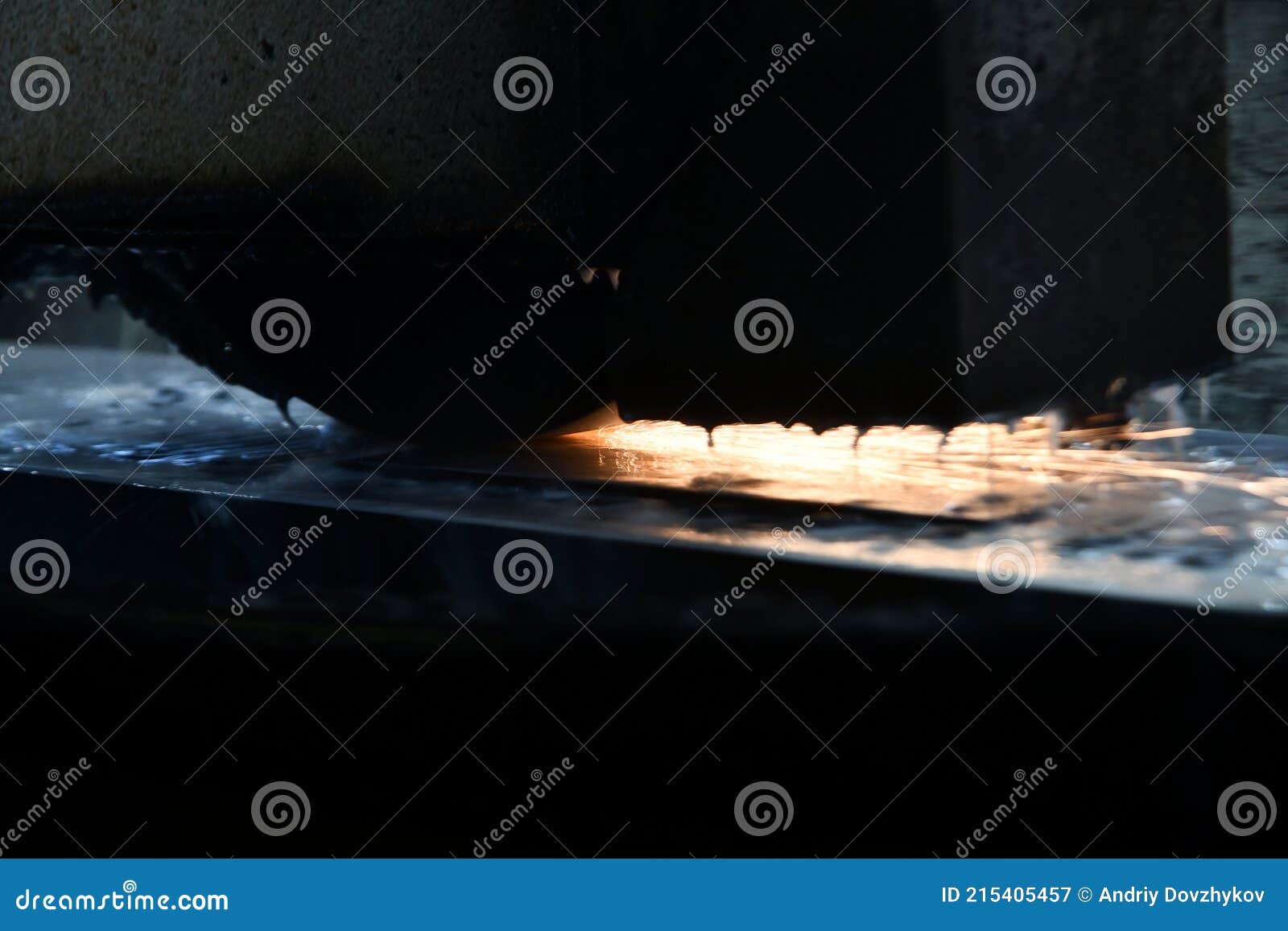 Processing of Metal by Grinding on a Flat Grinding Machine Stock Image