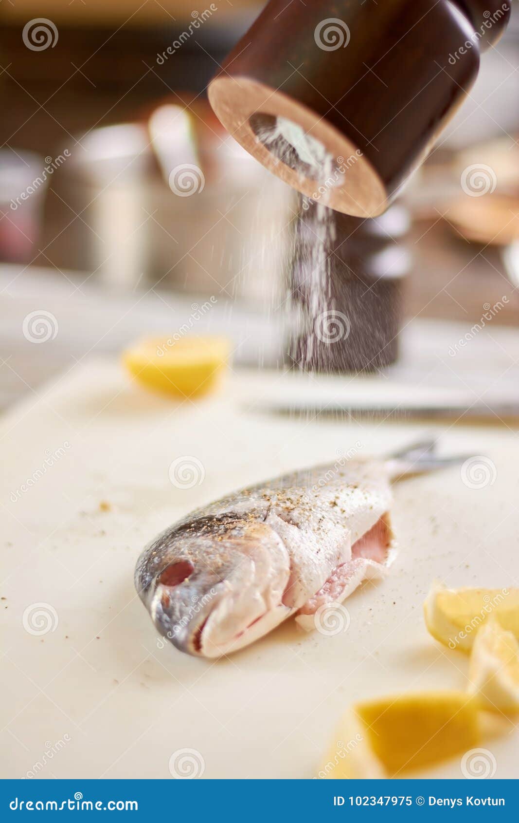 Processing with Salt Raw Fish. Stock Image Image of frozen, cook 102347975