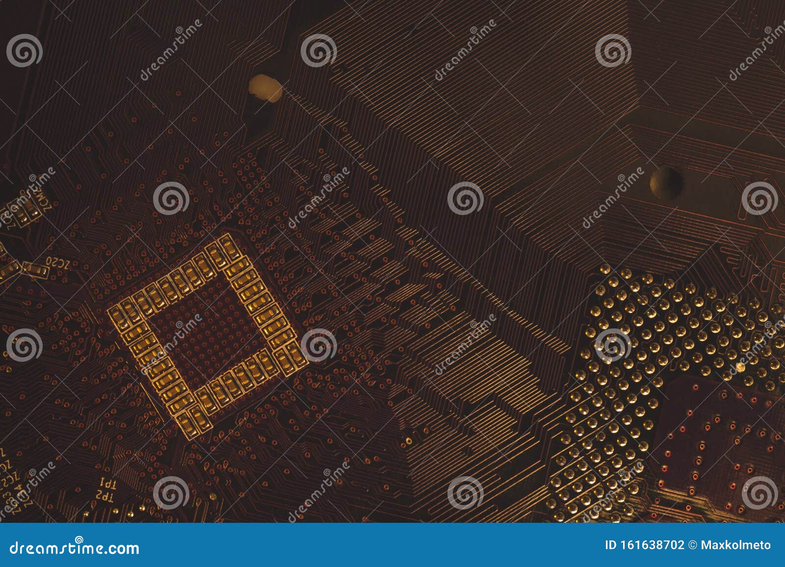 processor pins macro. computer motherboard close up. cpu pins on a circuit board. computer central processor unit. modern