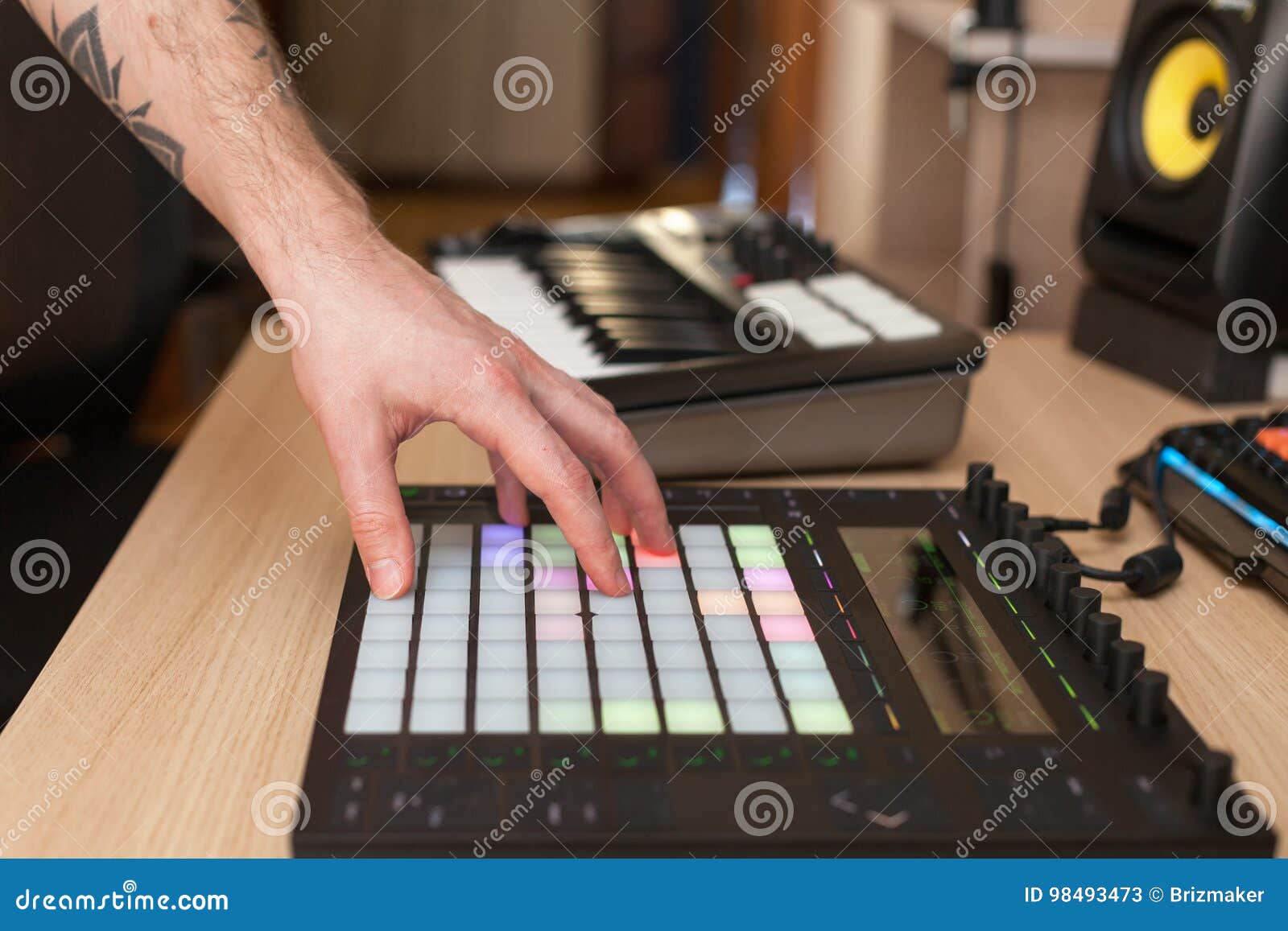 Producer Makes a Music on Professional Production Controller with Push