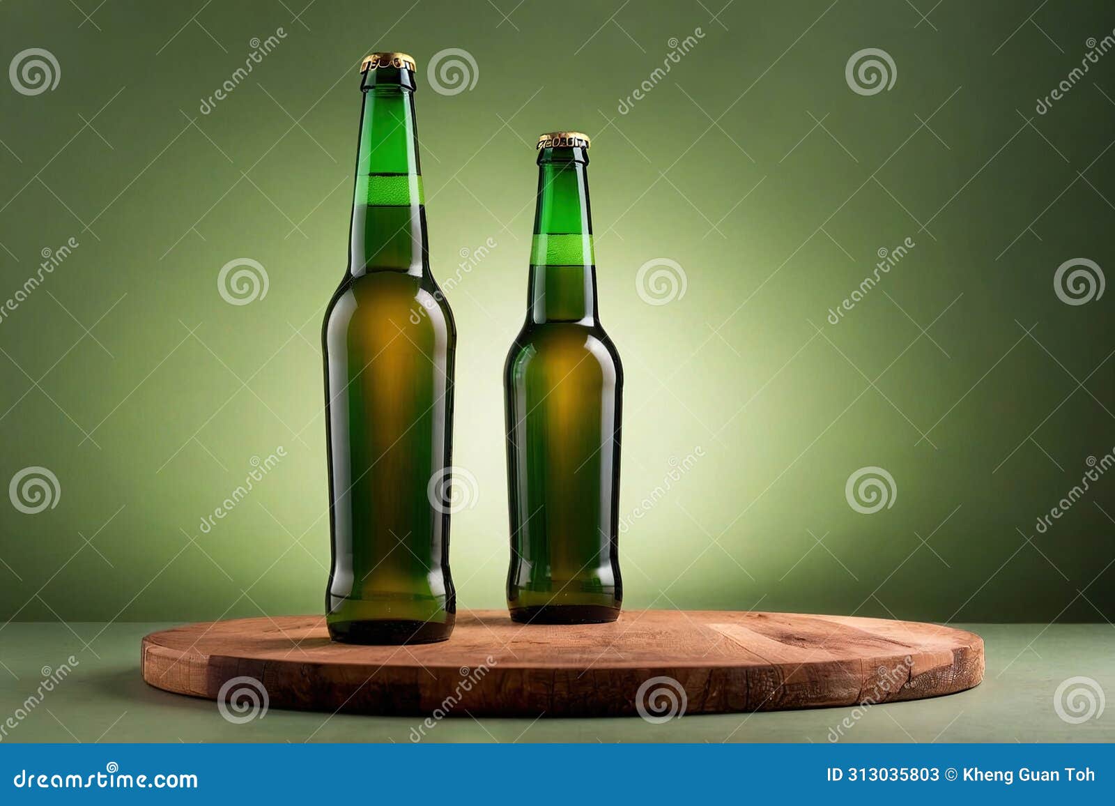 Product Packaging Mockup Photo OfGreen Steinie Beer Bottle , Studio