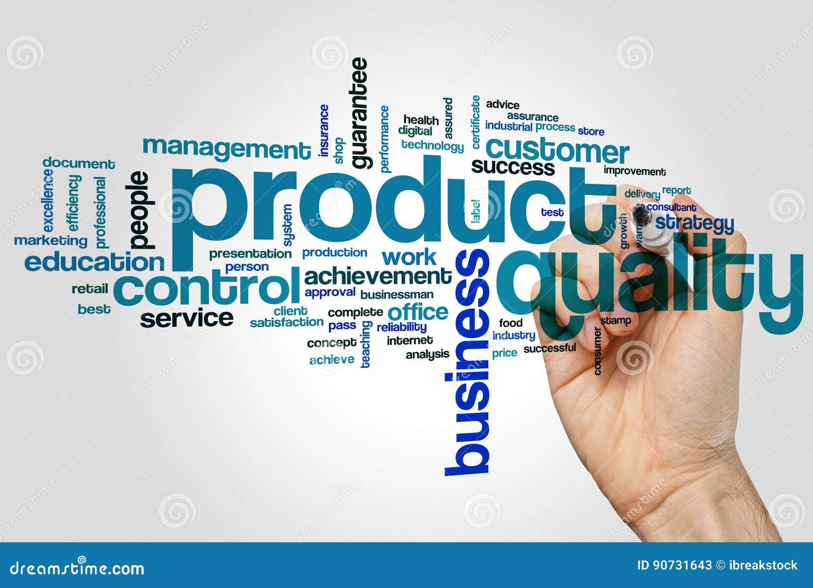 Product quality word cloud stock image. Image of achievement 90731643