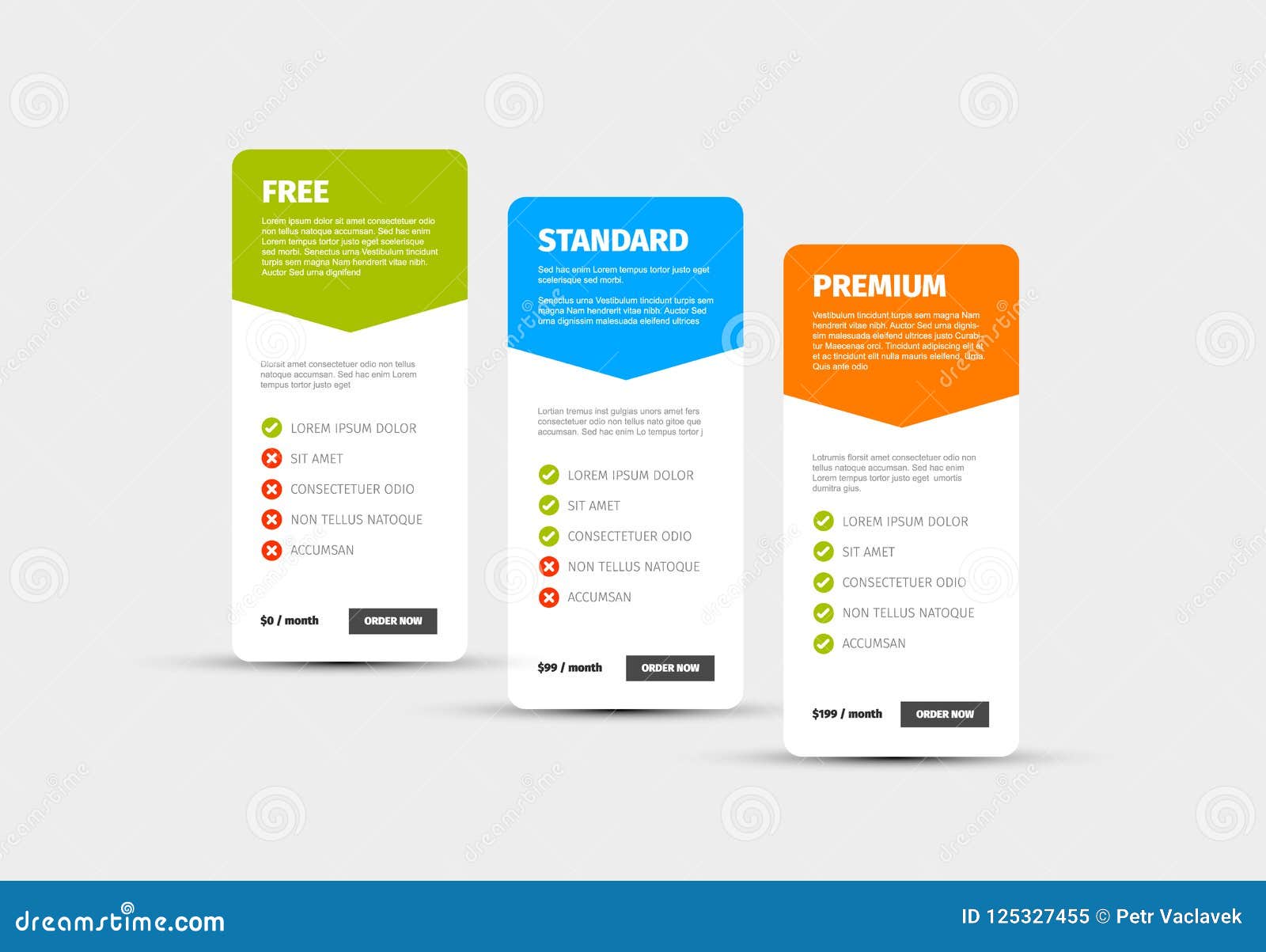 product service price comparison table stock vector illustration