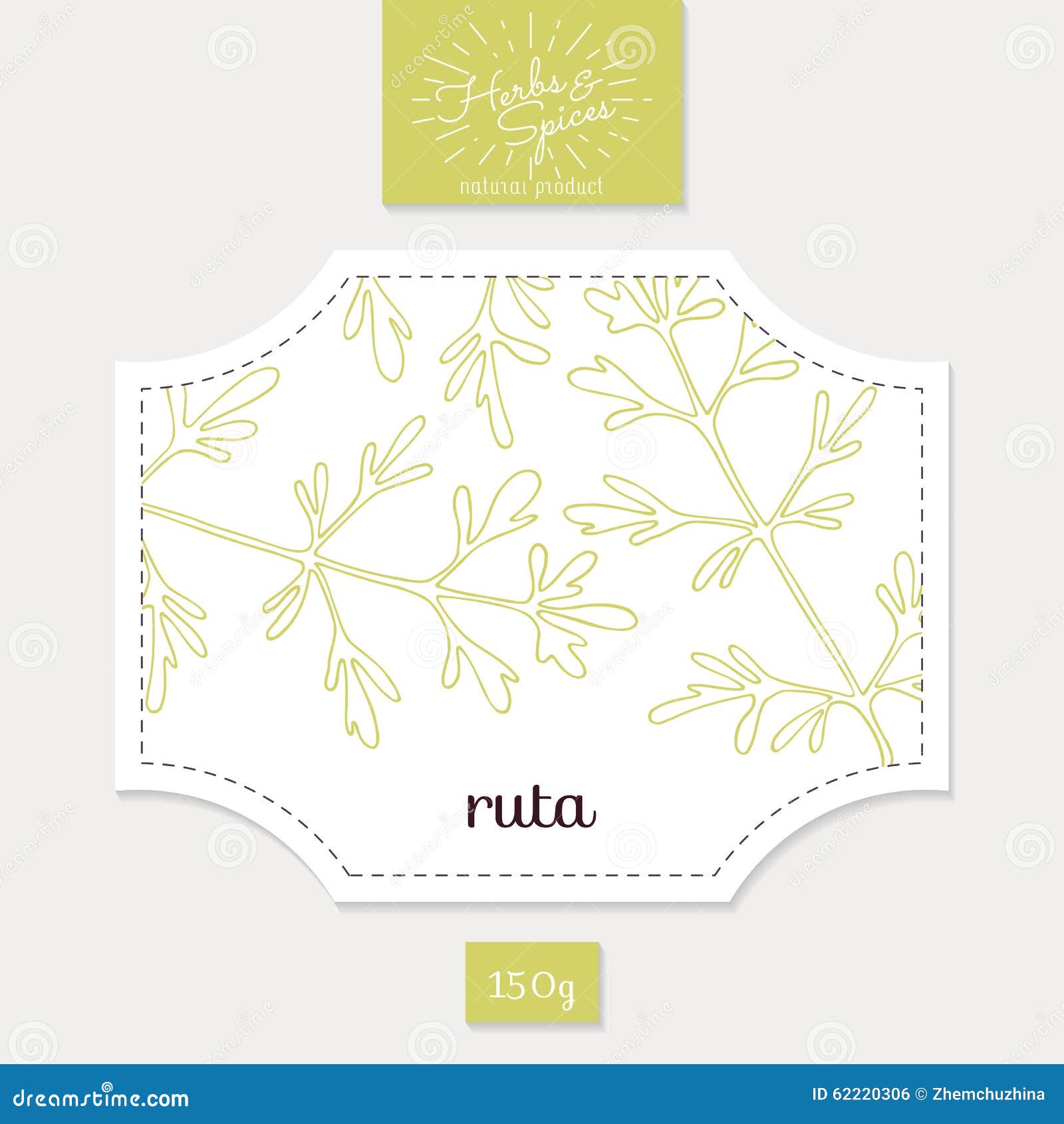 product sticker with hand drawn ruta or rue. spicy