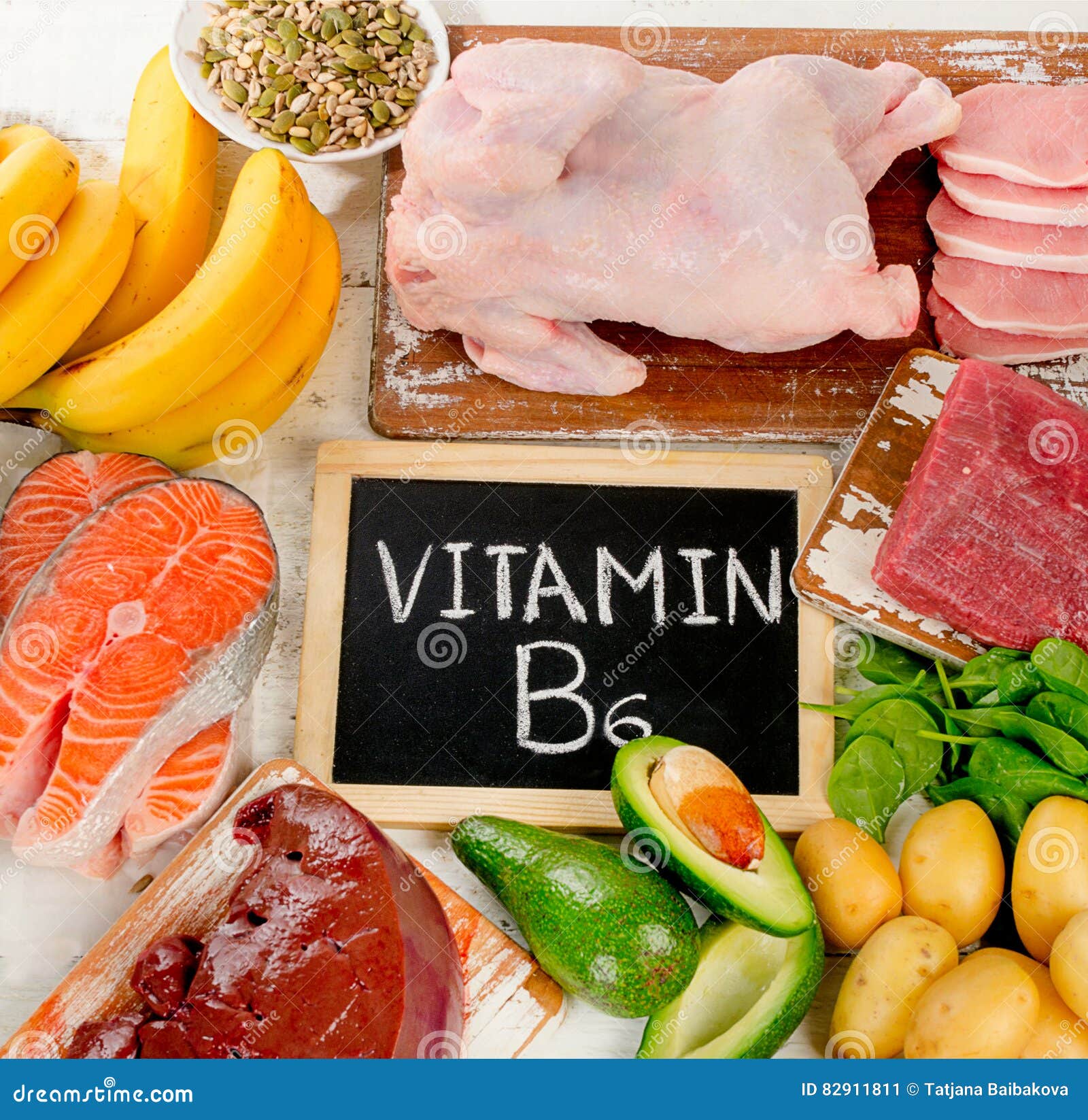 uitvegen Afdeling leven Producten Met Vitamine B6 Gezond Voedselconcept Stock Afbeelding - Image of  vers, varkensvlees: 82911811