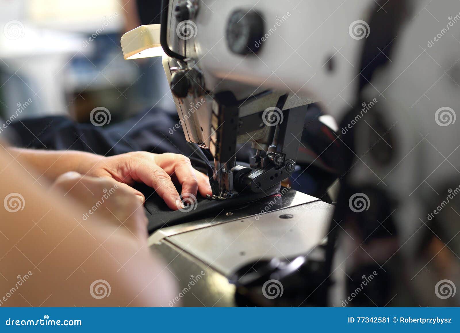 Production of Clothes, Sewing on a Machine Stock Image Image of