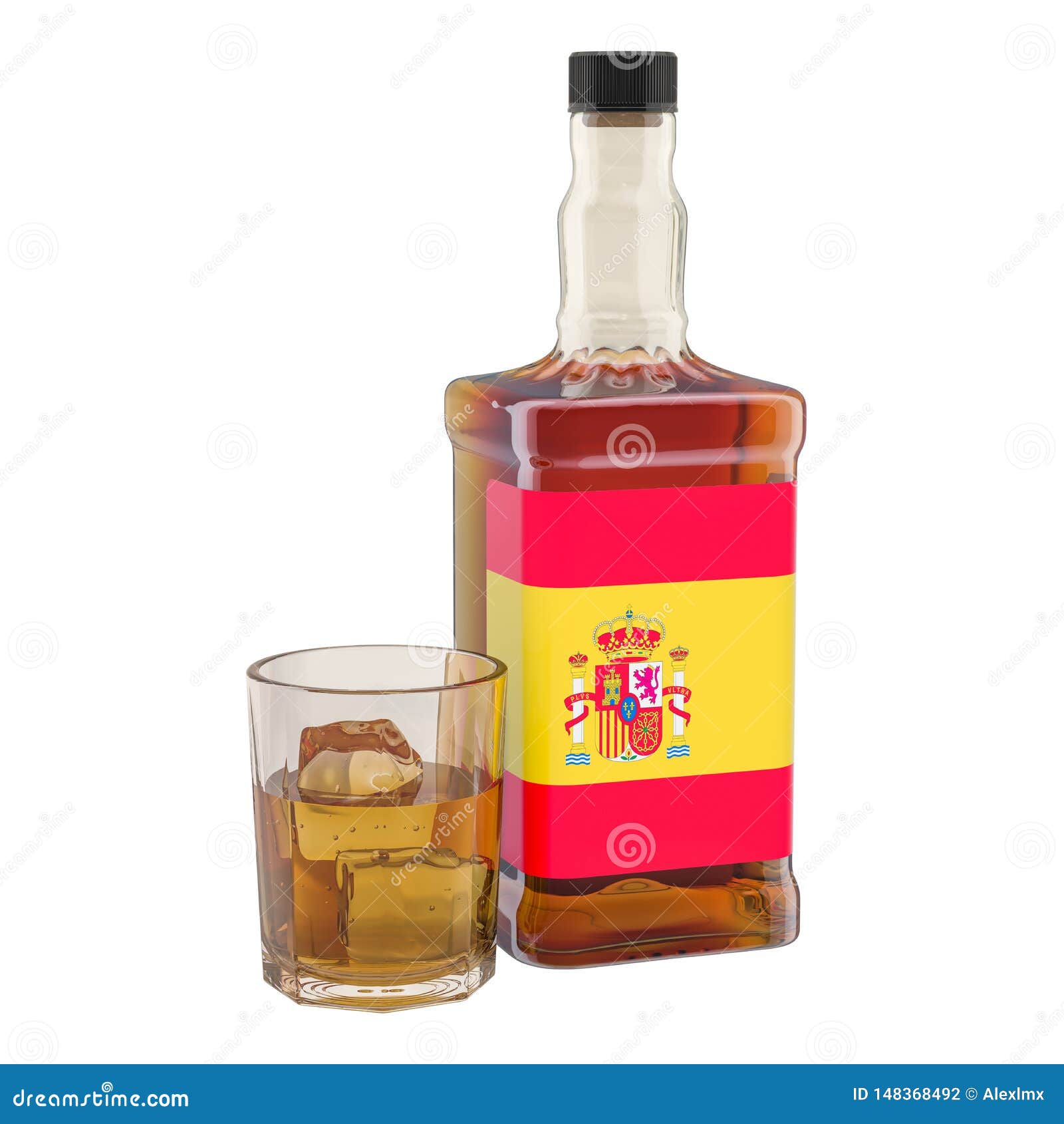 Production and Consumption of Alcohol Drinks in Spain, Concept. 3D