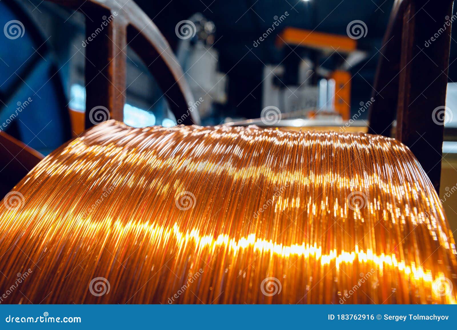 Production of Copper Wire, Cable in Reels at Factory. Cable Factory