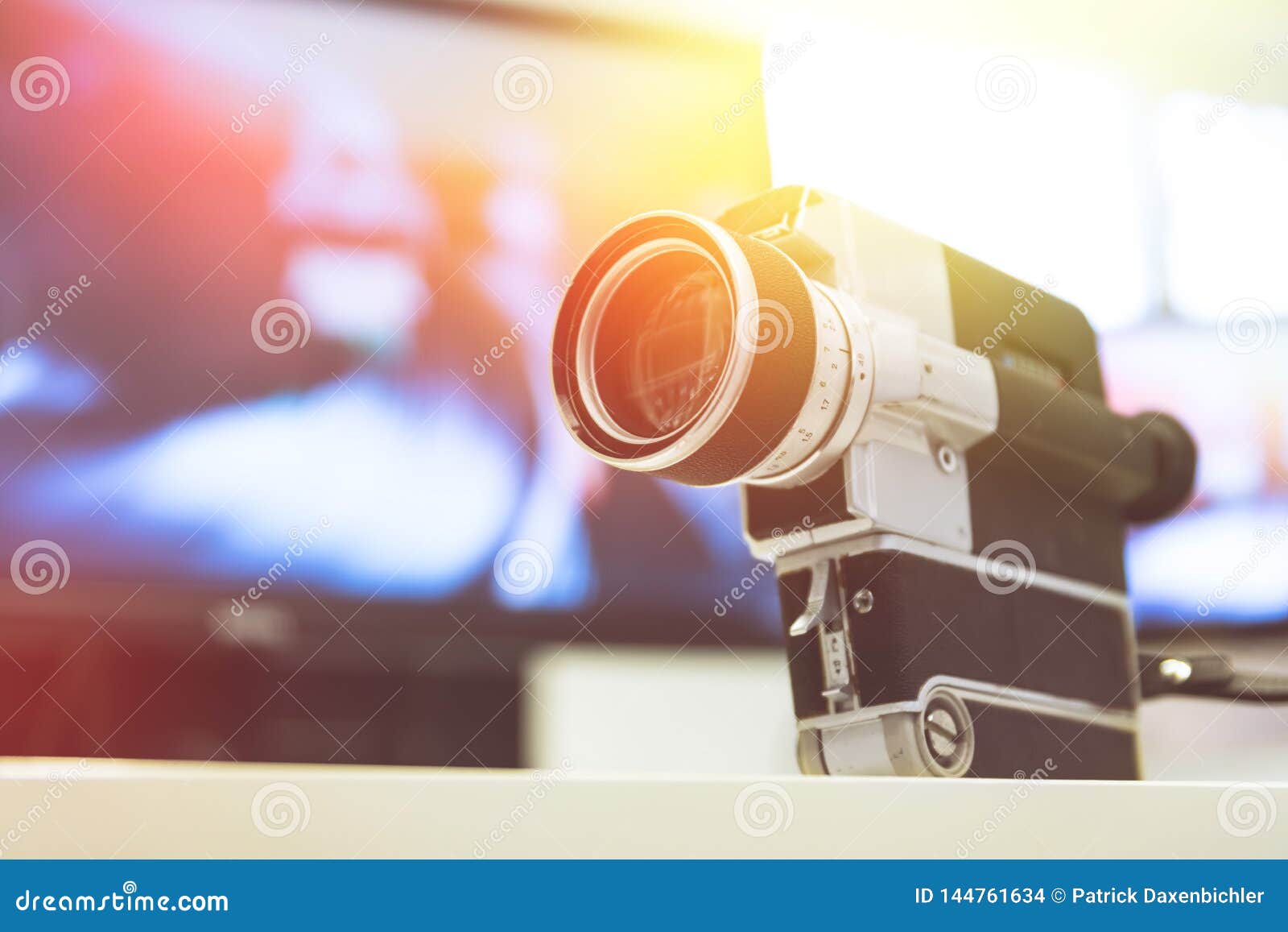 Movie Production Vintage Old Movie Camera On A Desk Cutting Room In The Background Sunshine Photo Stock Image Du Room Background 144761634