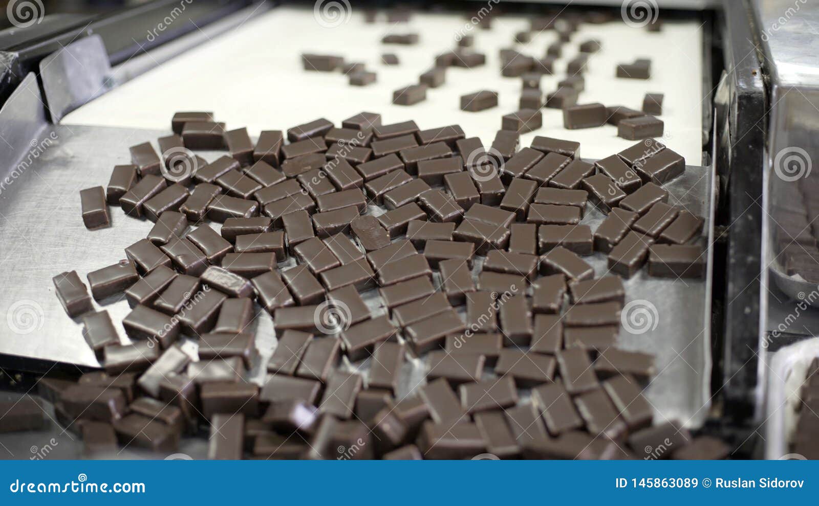 Production Line for the Production of Chocolates. Candy Covered with