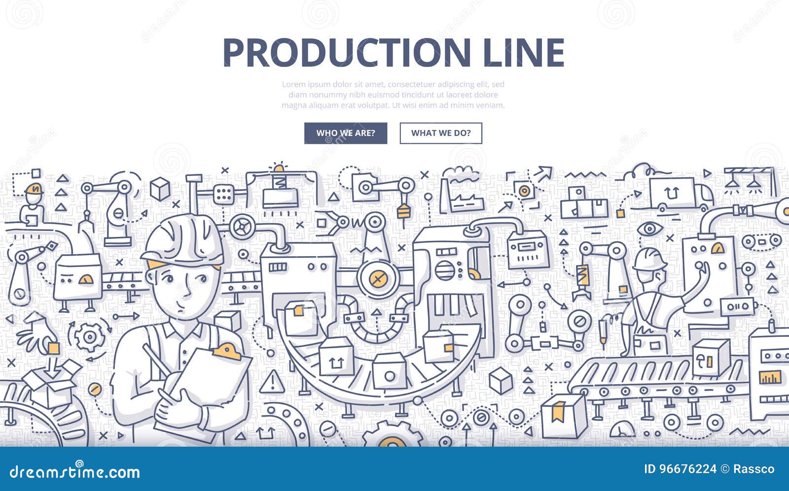 Production Line Doodle Concept Stock Vector Illustration Of Banner