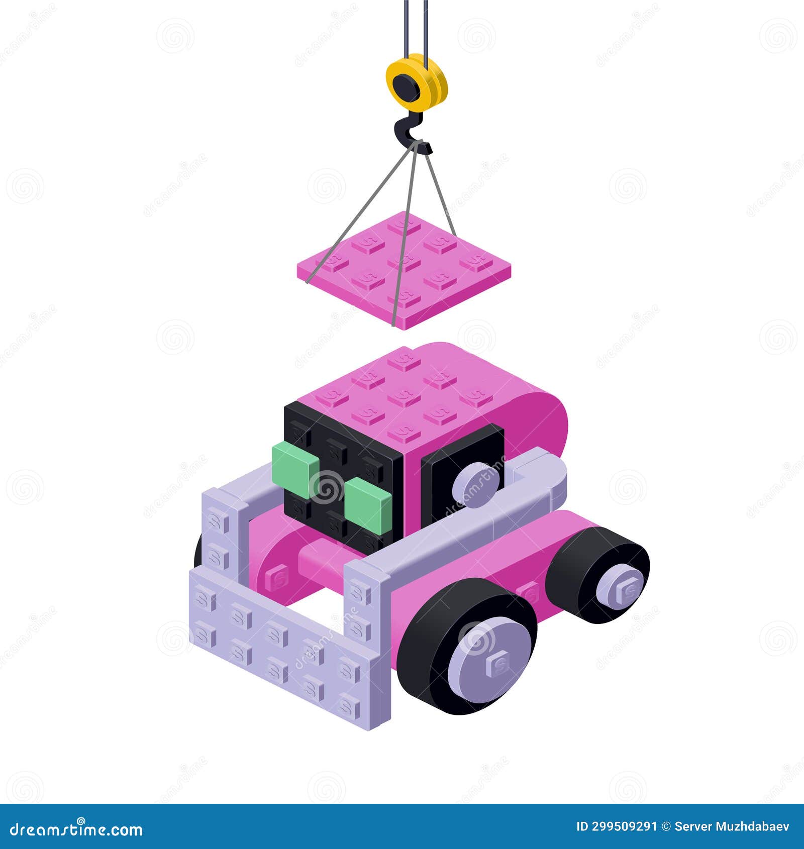 Production of a Pink Robot. Vector Stock Illustration - Illustration of