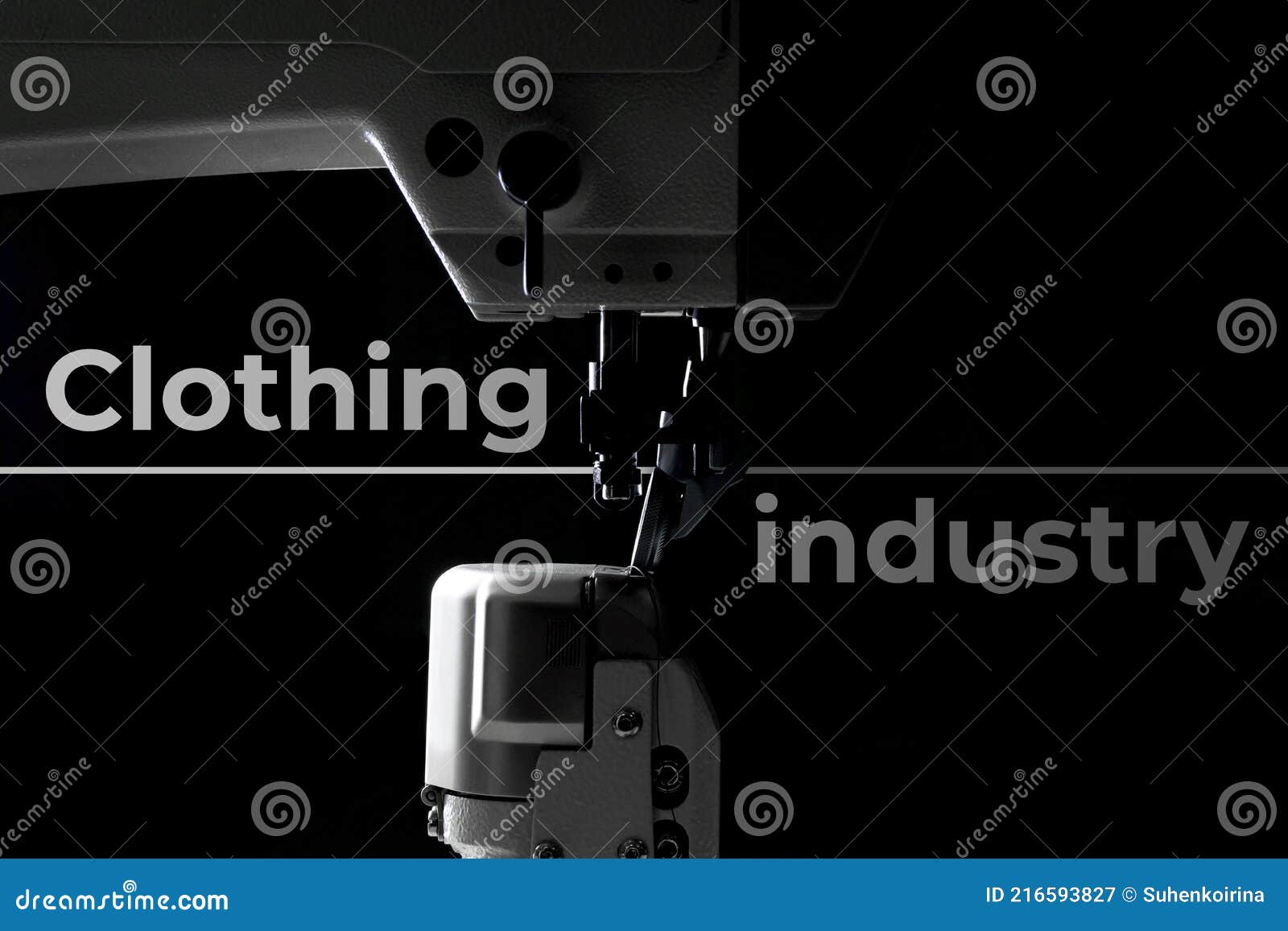 Production Sewing Machine on a Black Background Close-up. Details of a