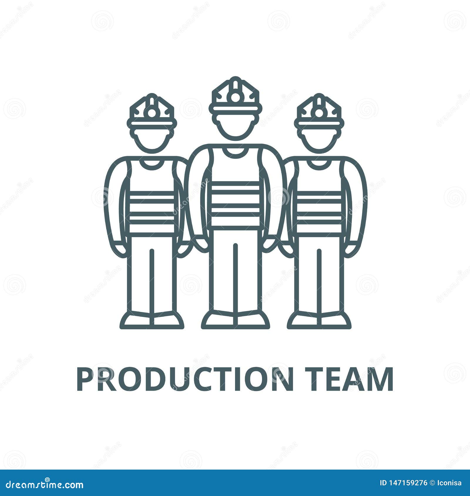 Production Team Vector Line Icon, Linear Concept, Outline Sign, Symbol