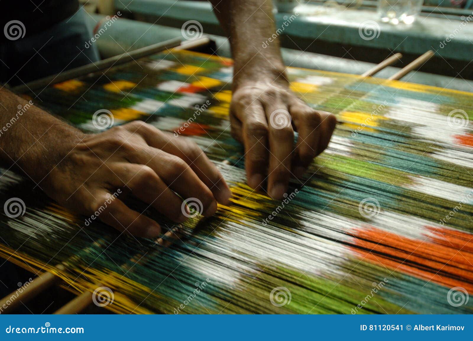 Production and Weaving of Carpets and Fabrics Stock Image Image of