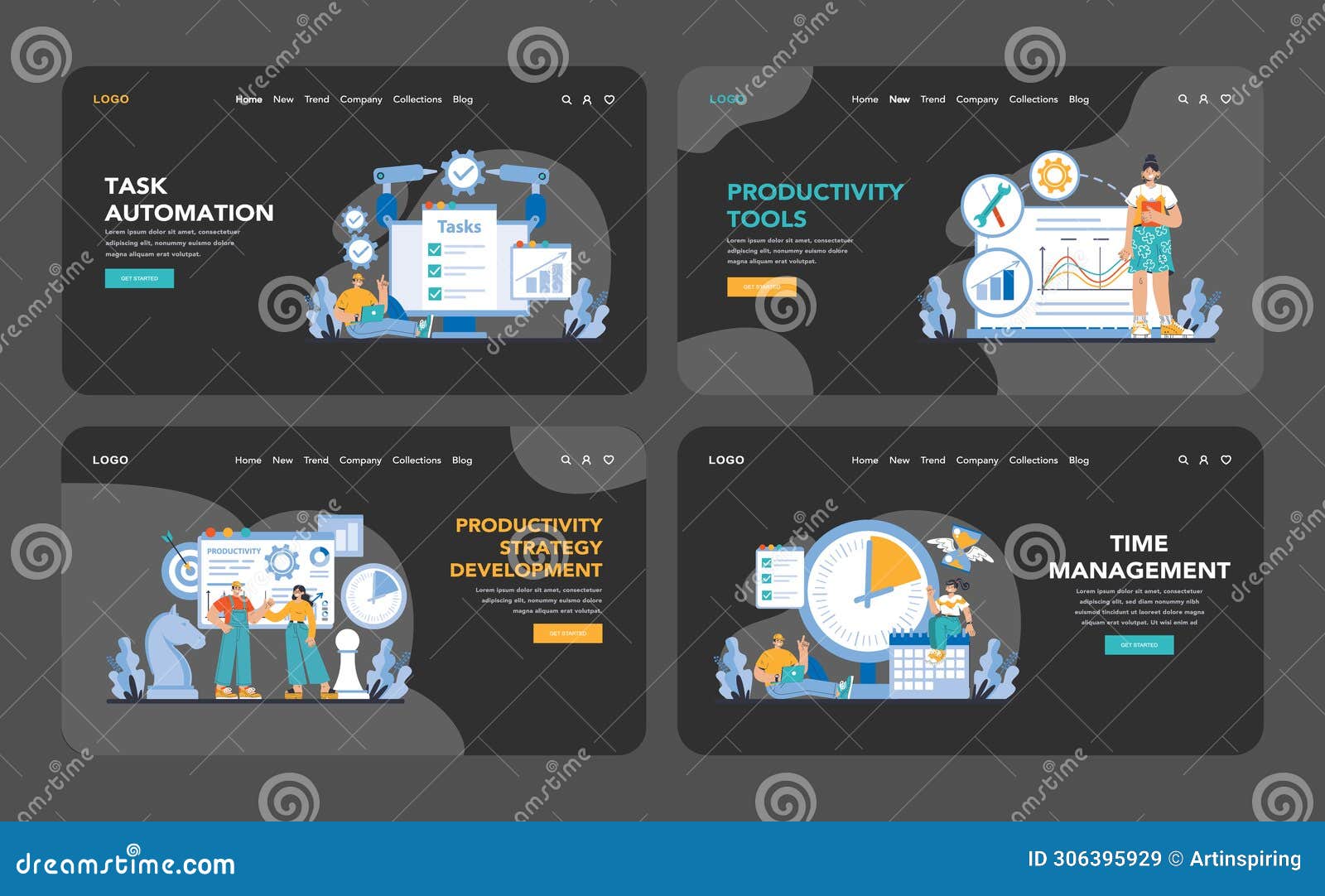 productivity boosting concept. flat  