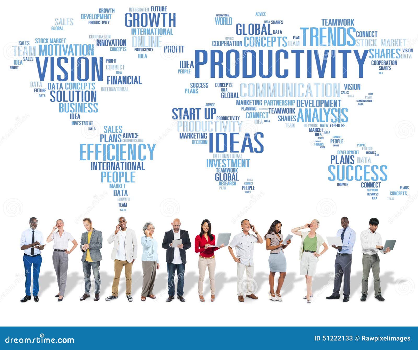 productivity mission strategy business world vision concept