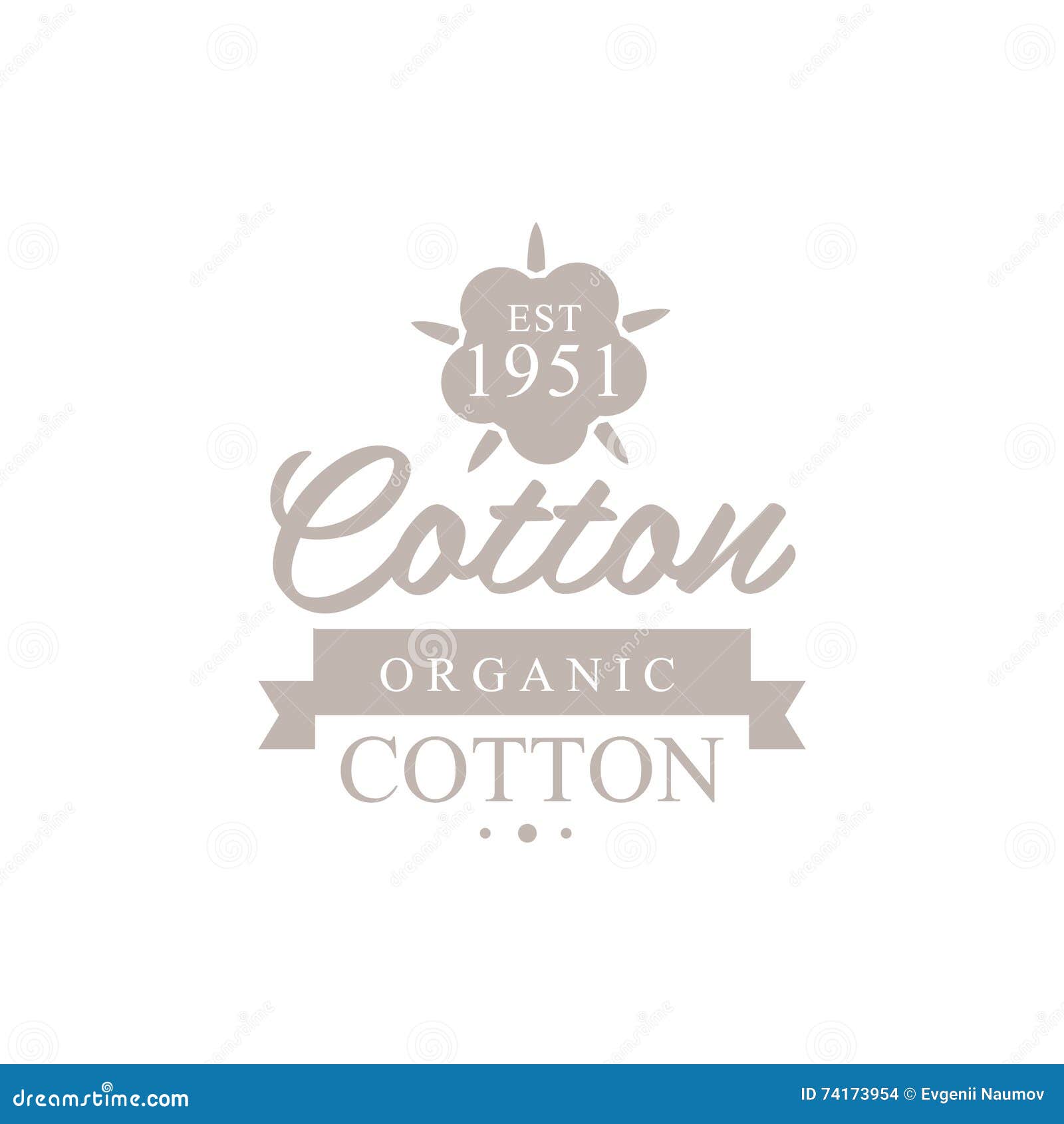 Producto orgánico Logo Design del algodón. Producto orgánico Logo Vector Classic Style Design del algodón en el fondo blanco