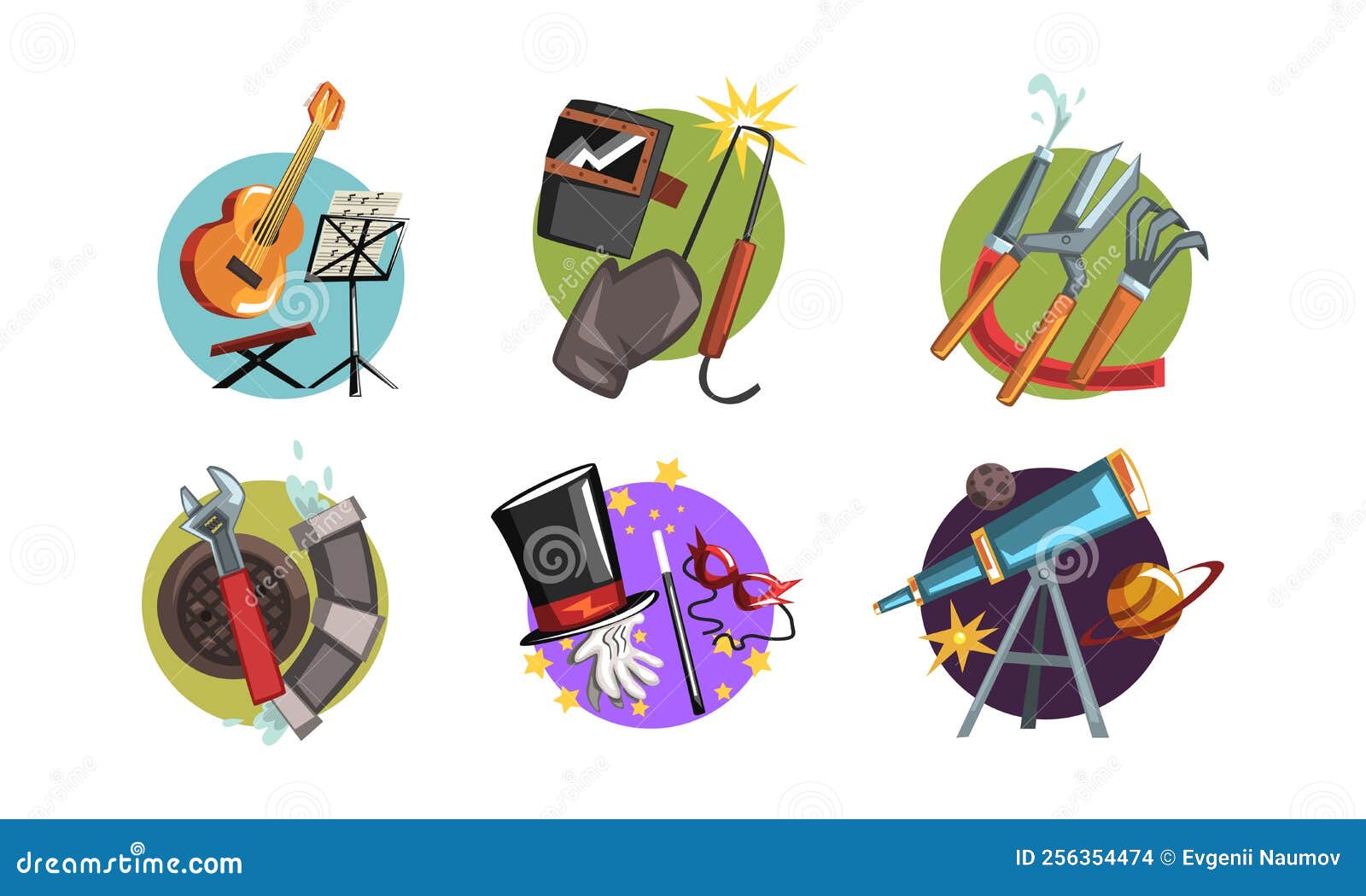 Profession Attributes Composition with Handy Tools and Instrument Vector Set Stock Vector