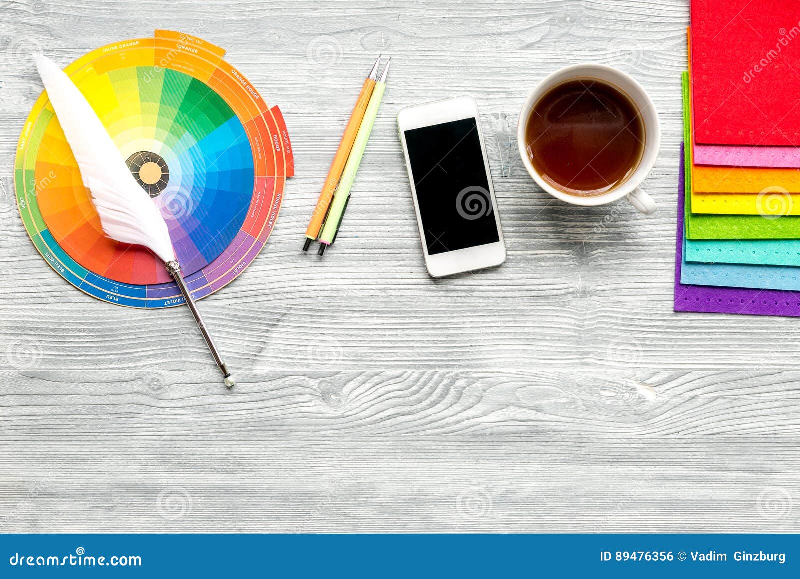 Download Profession Concept With Designer Tools On Work Desk Background Top View Mockup Stock Photo ...