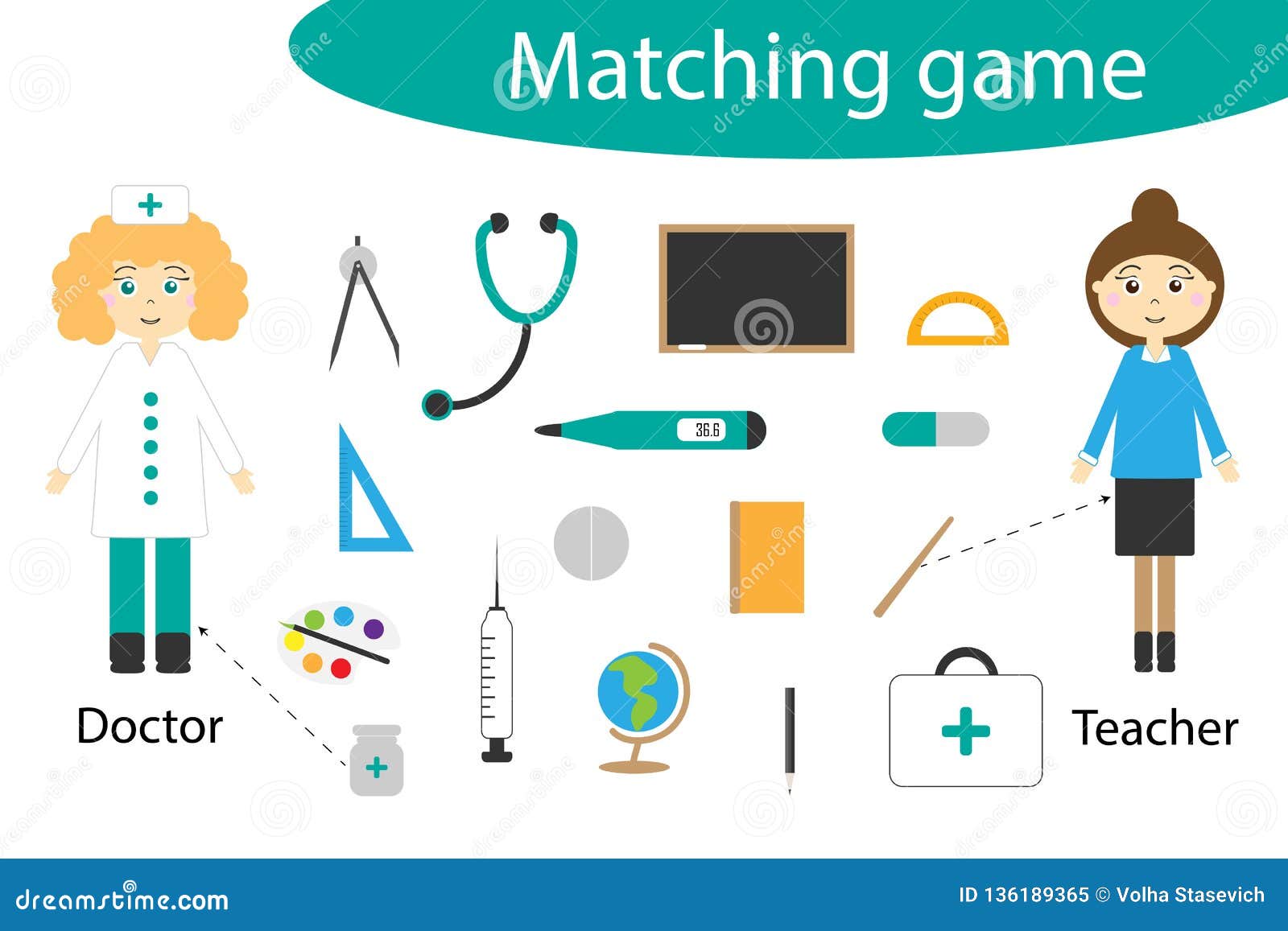 profession matching game for children connect things with need profession preschool worksheet activity for kids task stock vector illustration of kindergarten education 136189365