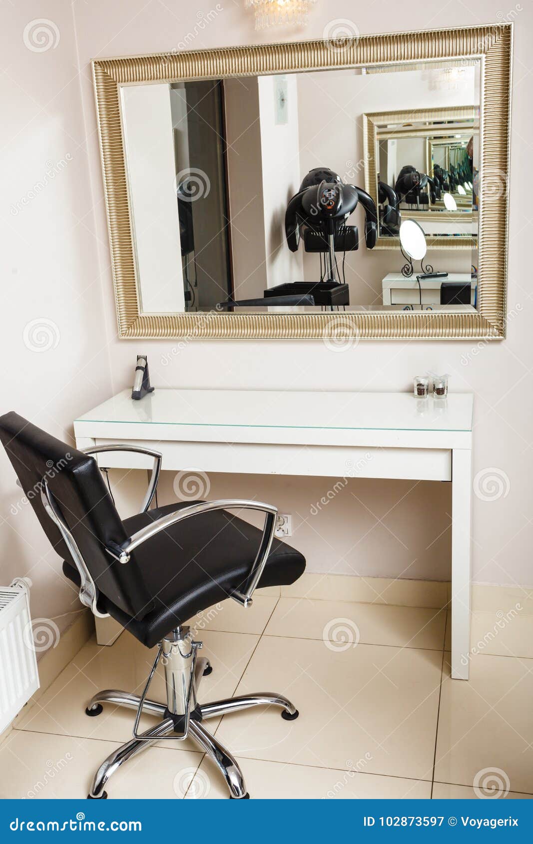 Chair and Mirror in Hairdresser Salon Stock Image - Image of salon,  barbershop: 102873597