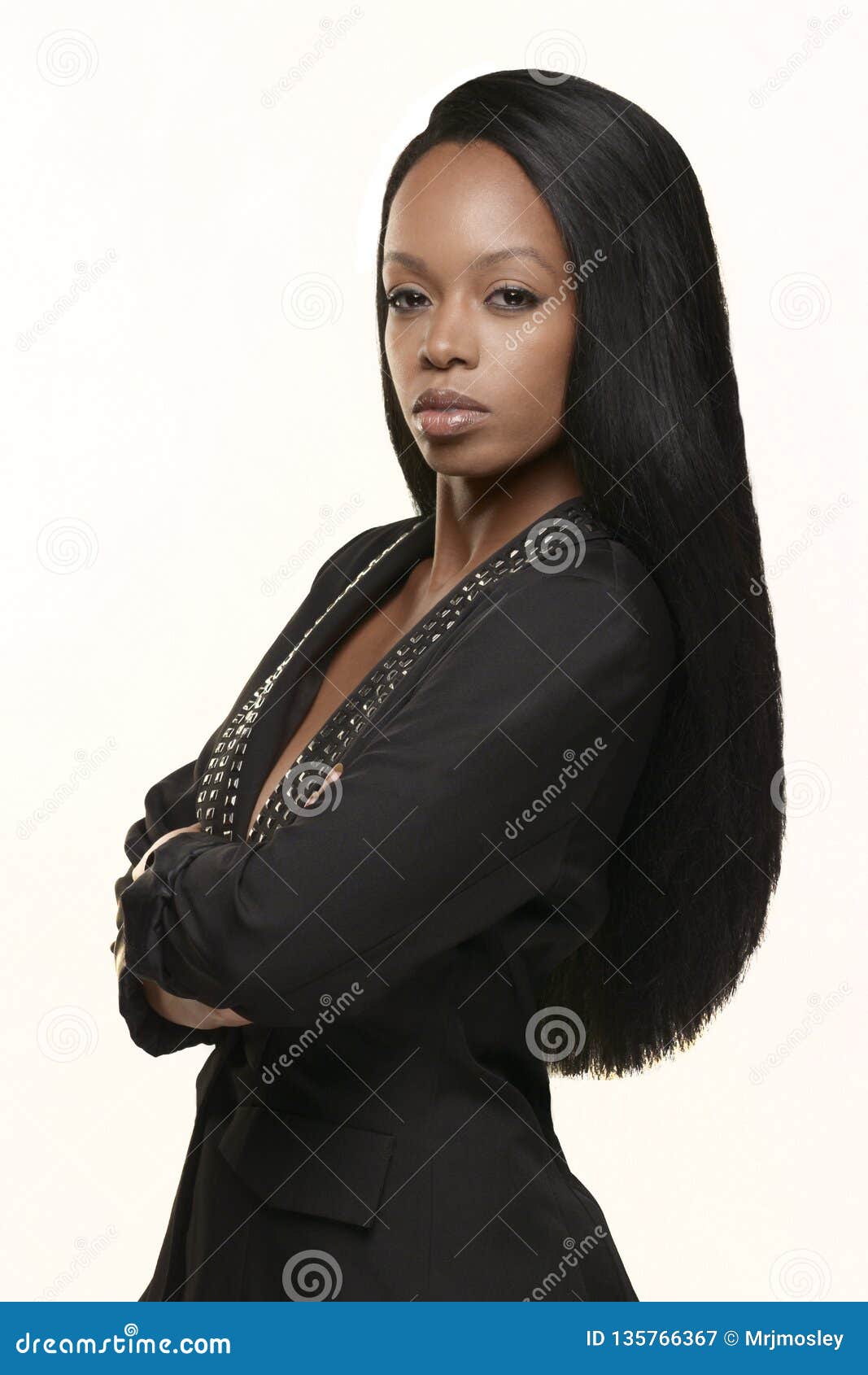 Professional African American Woman Wearing A Black Power Blazer Stock Image Image Of Elegant