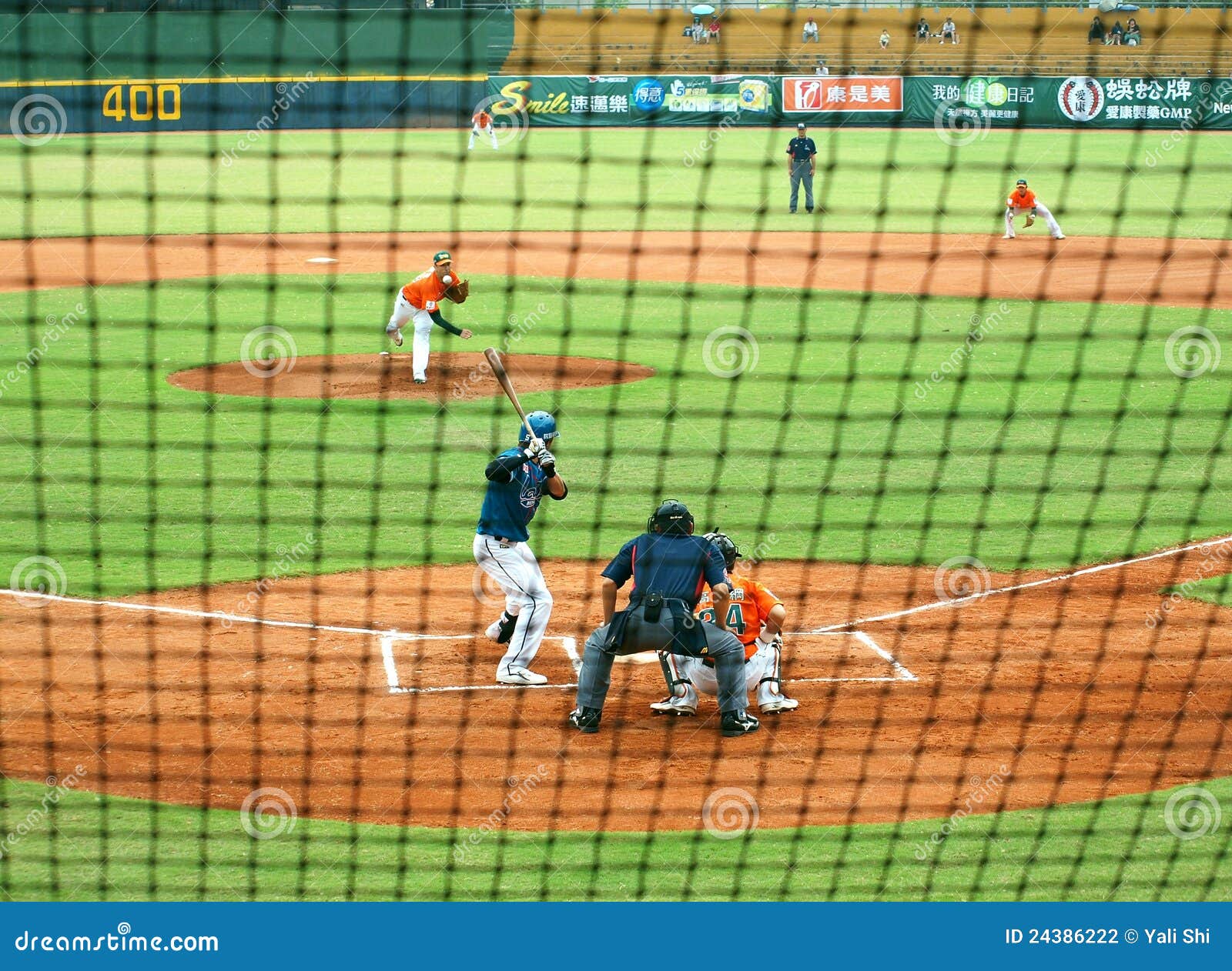 Professional Baseball Game editorial photography. Image of orange