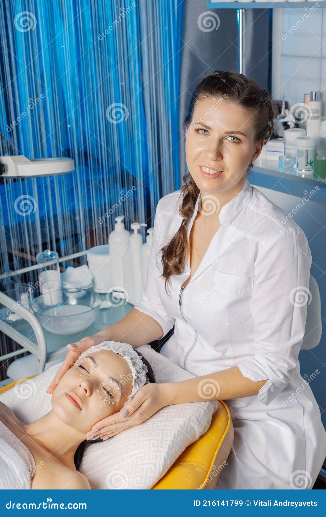 Professional Beautician Makes A Facial Massage To A Woman Stock Image Image Of Hands Health