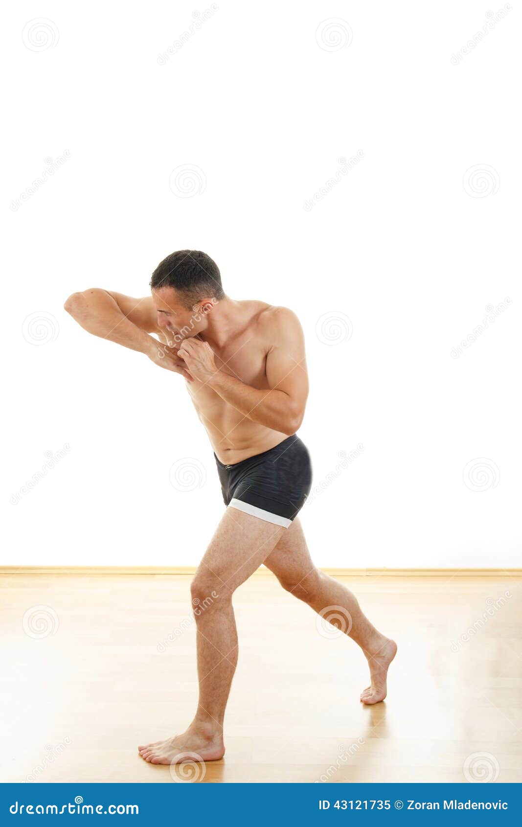 Professional Boxing Fighter in Elbow Hit Position Stock Image Image