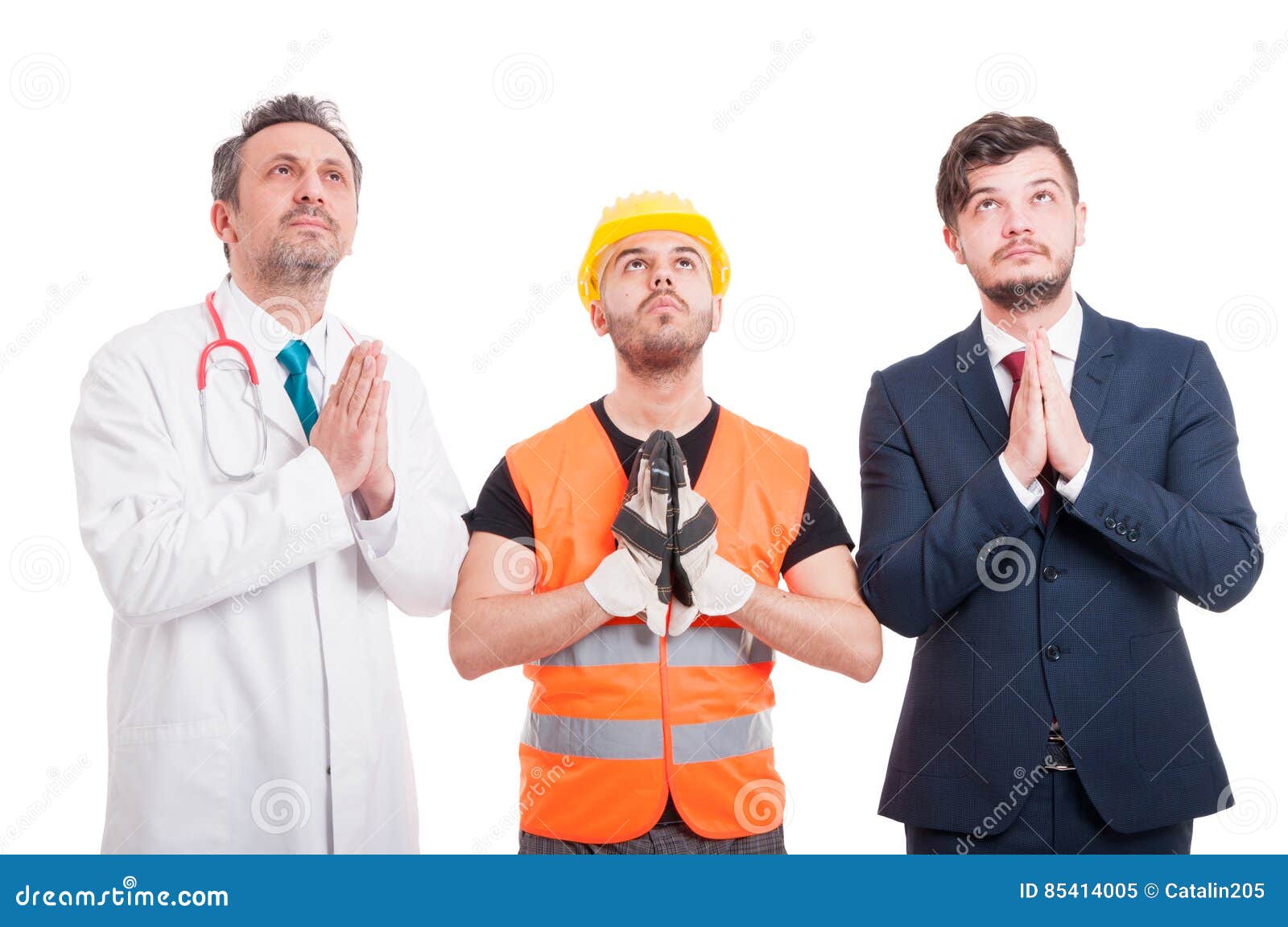 Professional Builder, Lawyer and Doctor Looking for Hope Stock Image