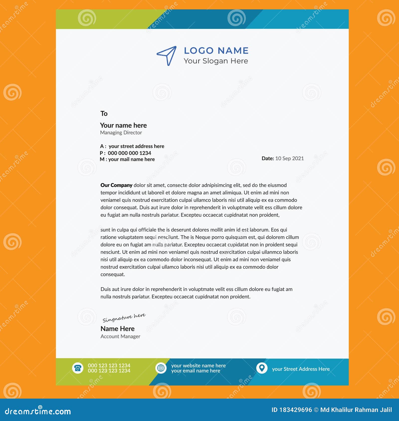 Professional Business Letter Template from thumbs.dreamstime.com