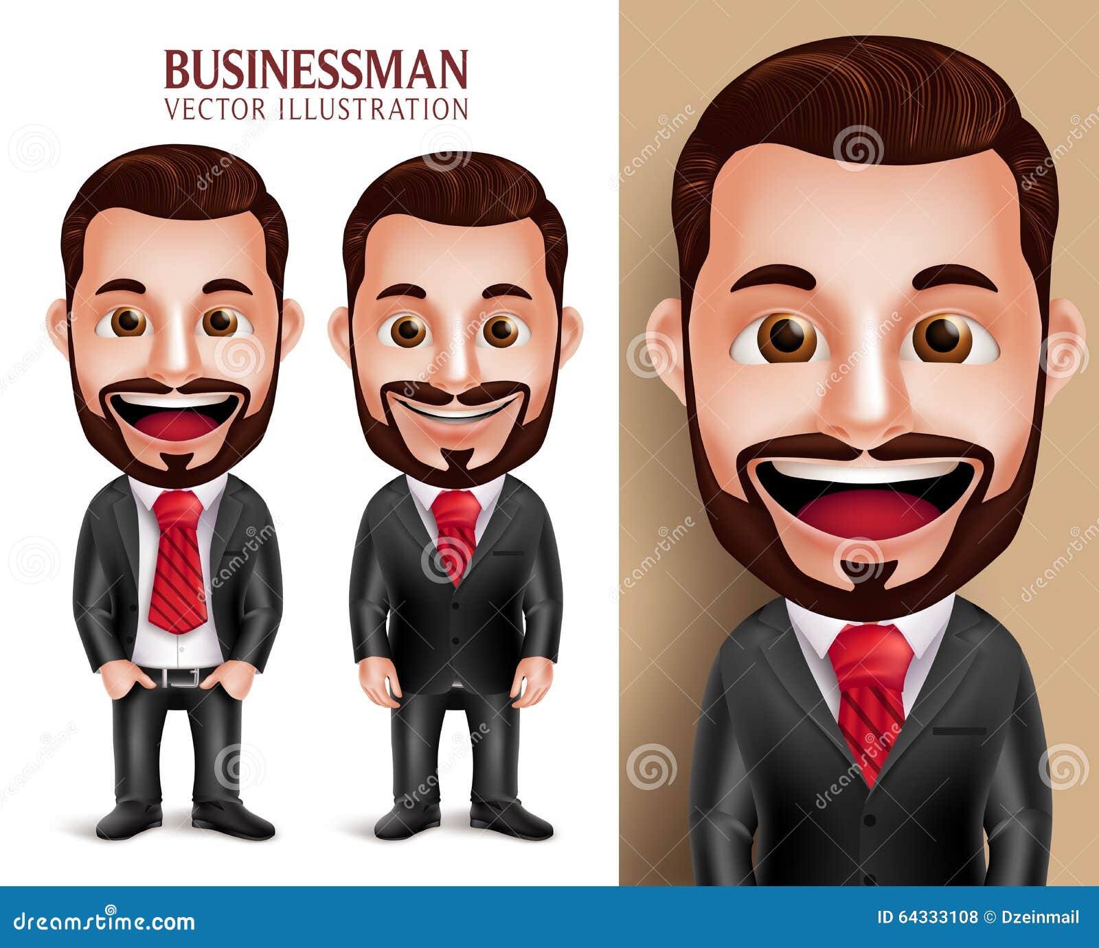 professional business man  character happy in attractive corporate attire