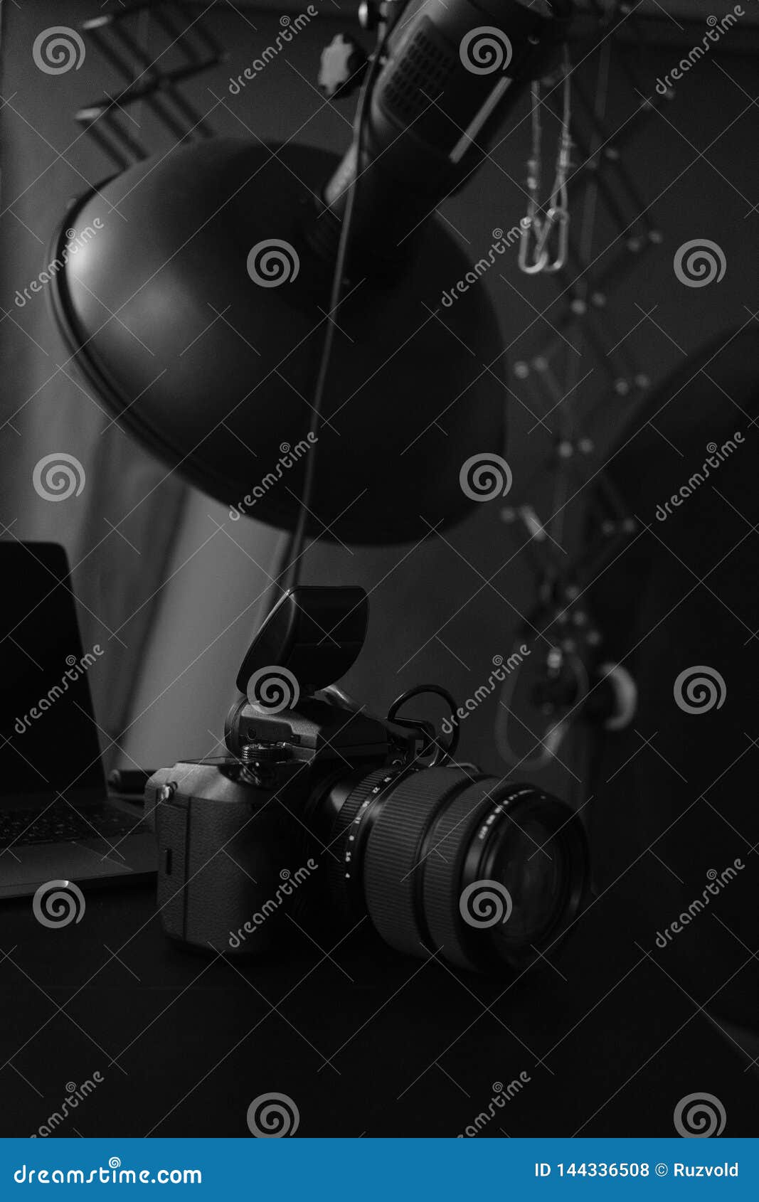 Professional Camera and Studio Equipment Ready To Work in Photographer
