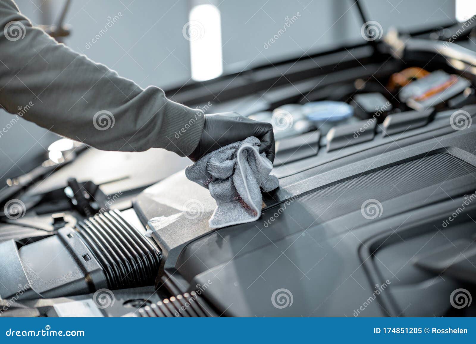 Professional Car Engine Cleaning Stock Image Image of closeup, waxing