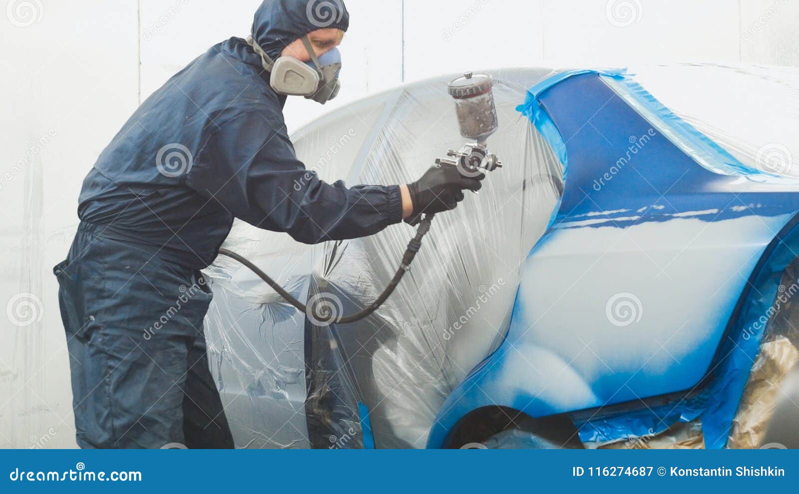 Professional Car Painter in Vehicle Stock Image Image of