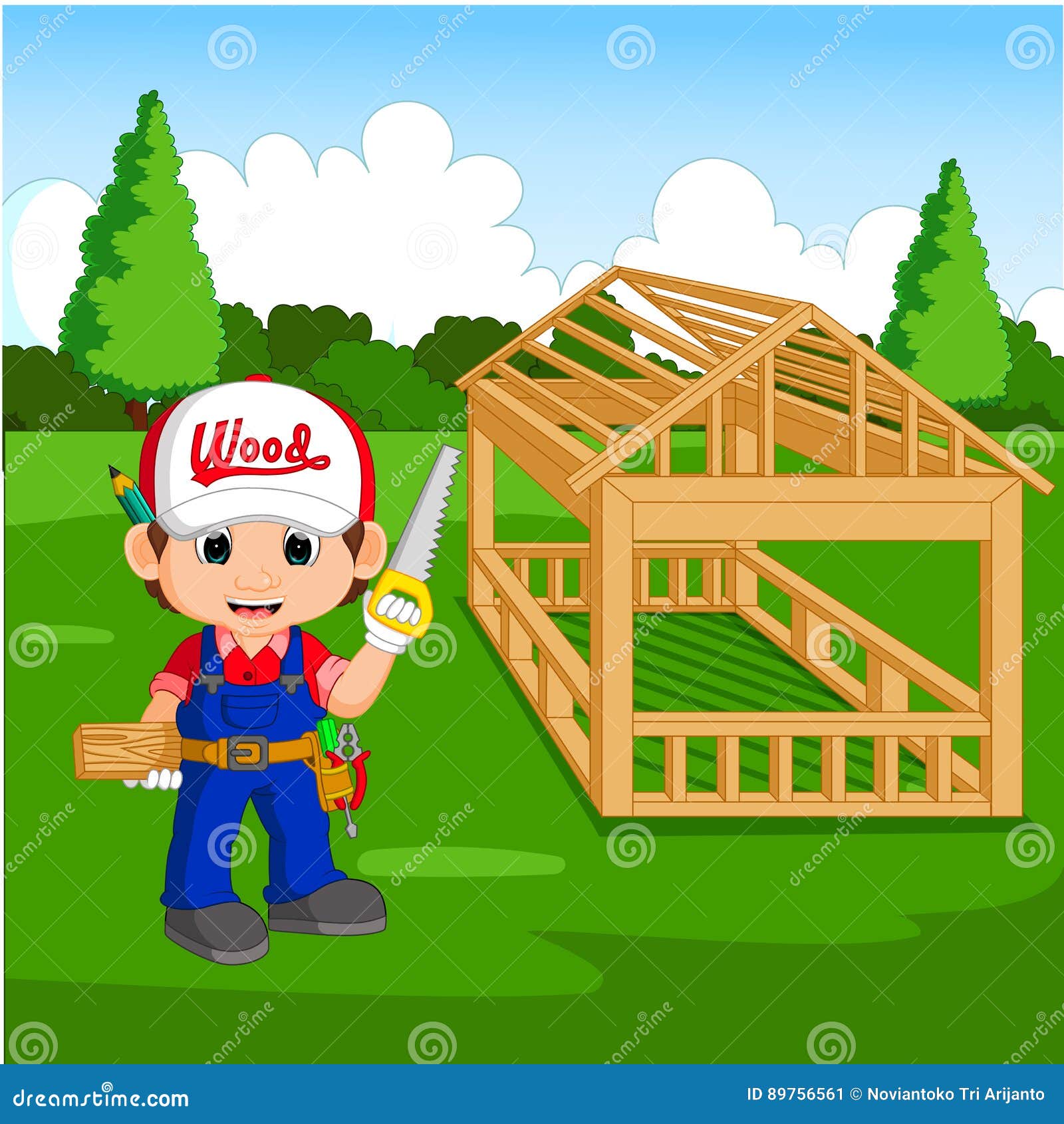Professional Carpenter Cartoon Stock Vector Illustration of painter