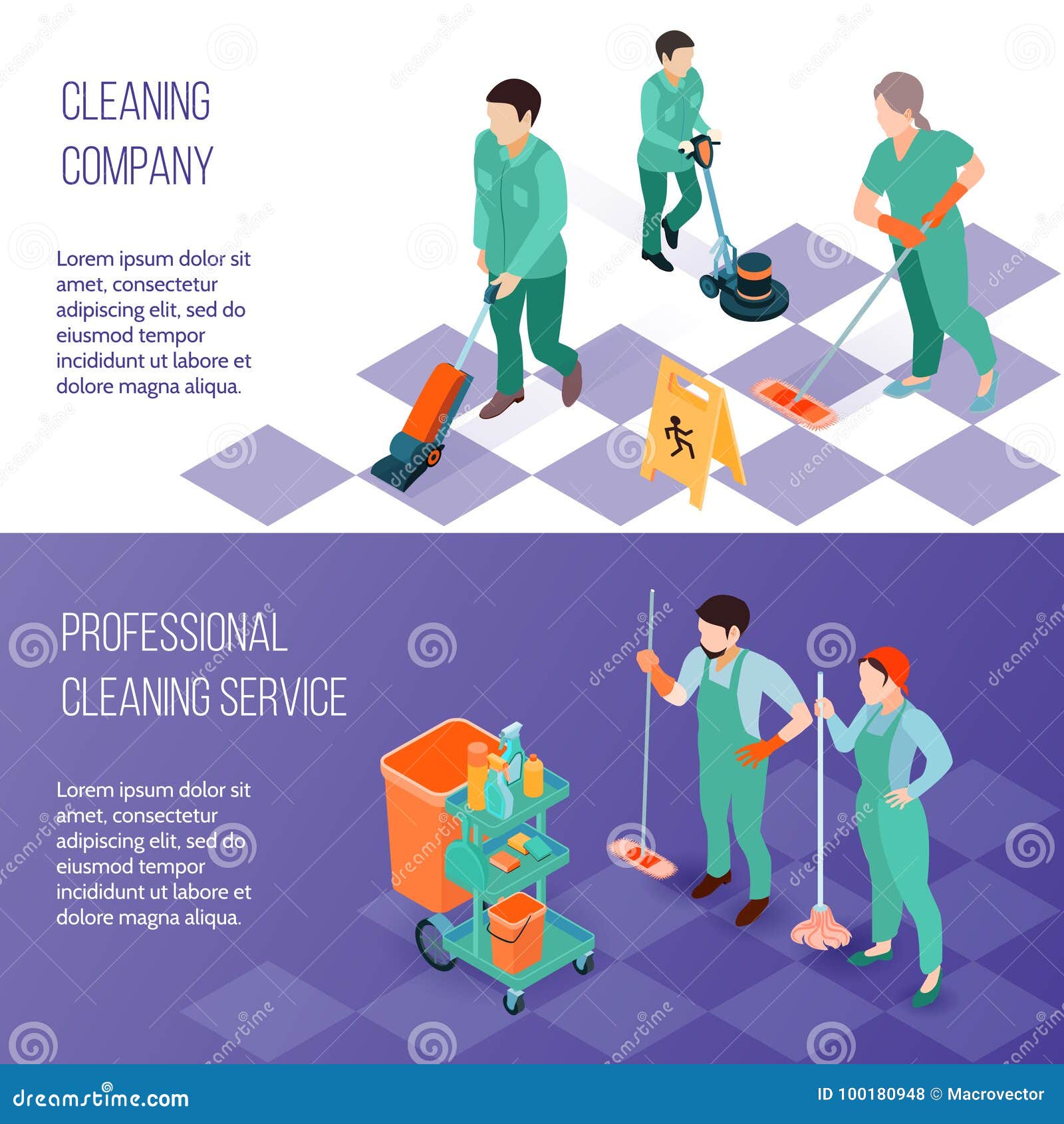 professional cleaning service isometric banners stock vector cleaning services advertisement