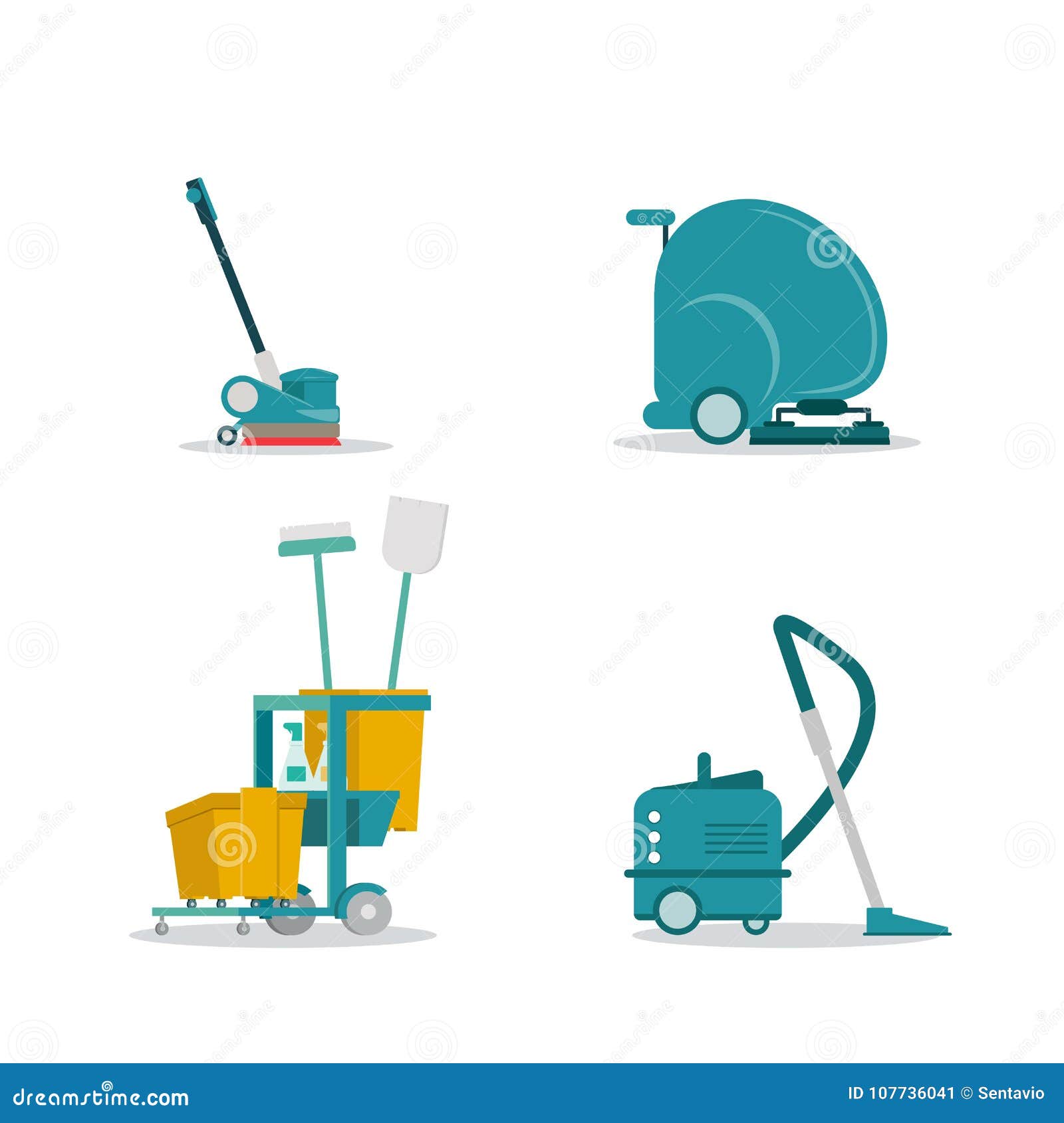 professional cleaning service tolls equipment flat