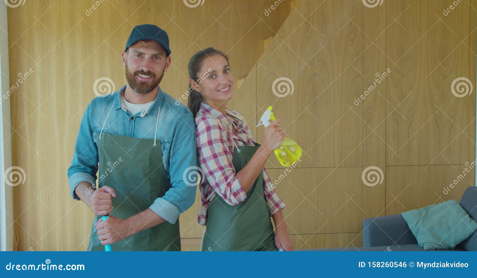 Professional Cleaning Team in Uniforms. Stock Photo Image of company