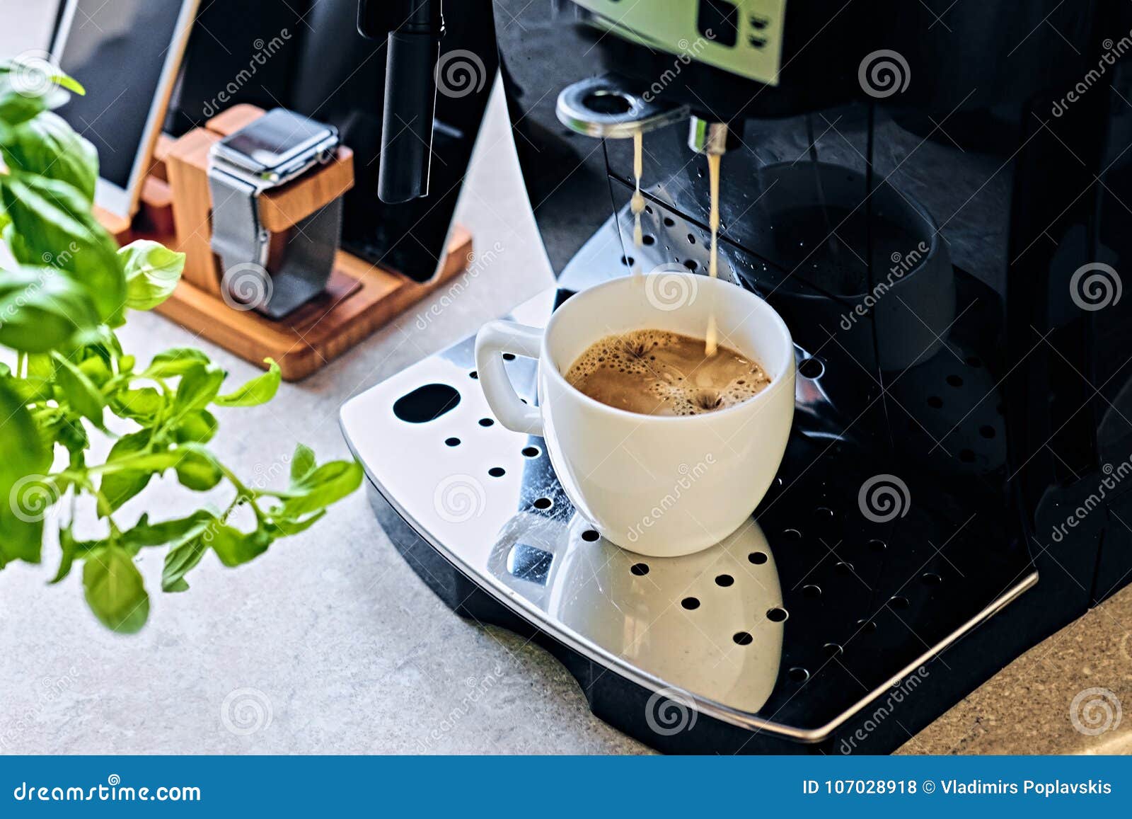 Professional Coffee Machine for Home Use. at the Kitchen Stock Photo