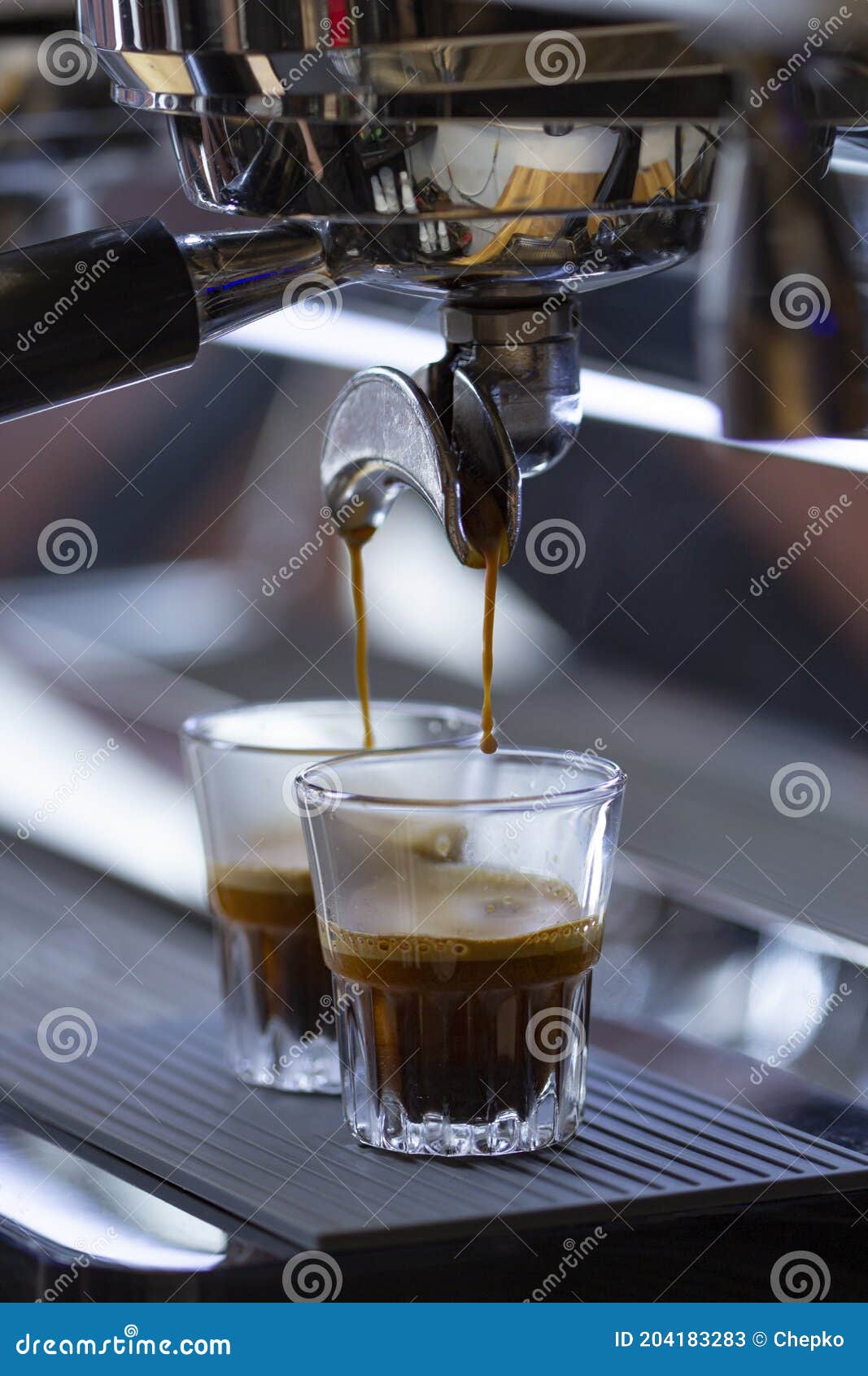 Professional Coffee Machine Makes Espresso Stock Image Image of