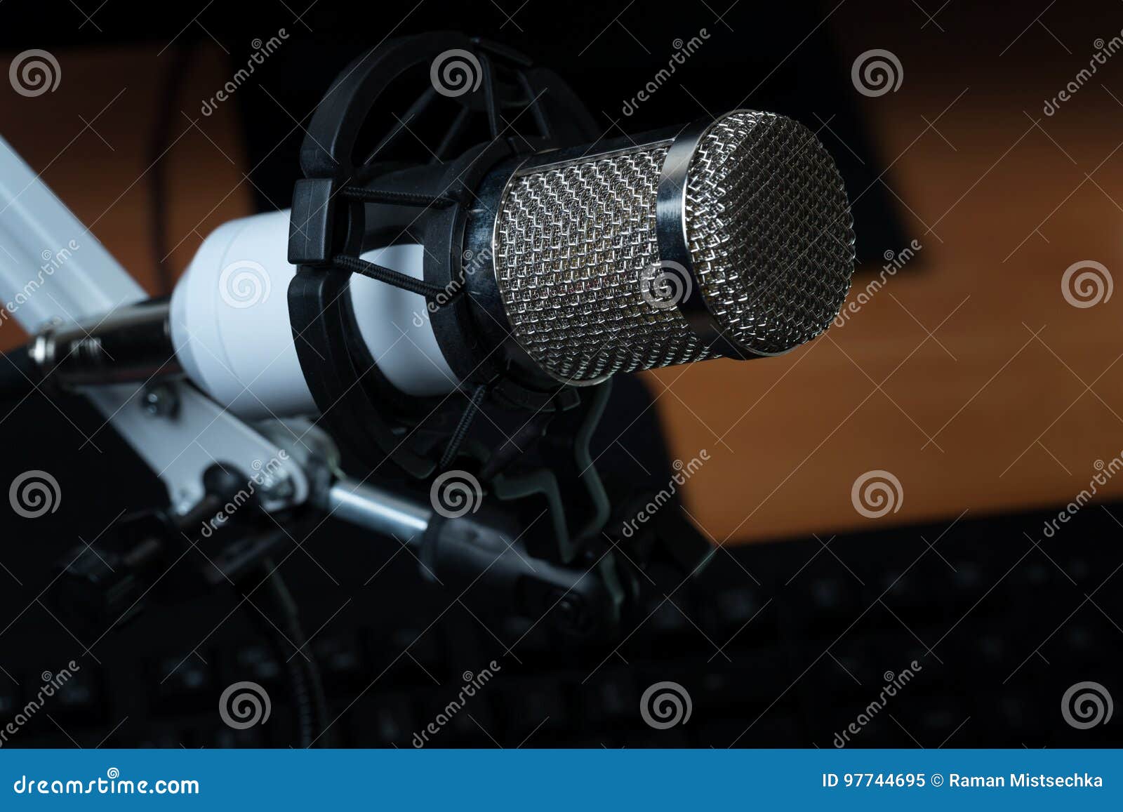 Professional Condenser Studio Microphone Over the Keyboard Stock Image Image of keyboard