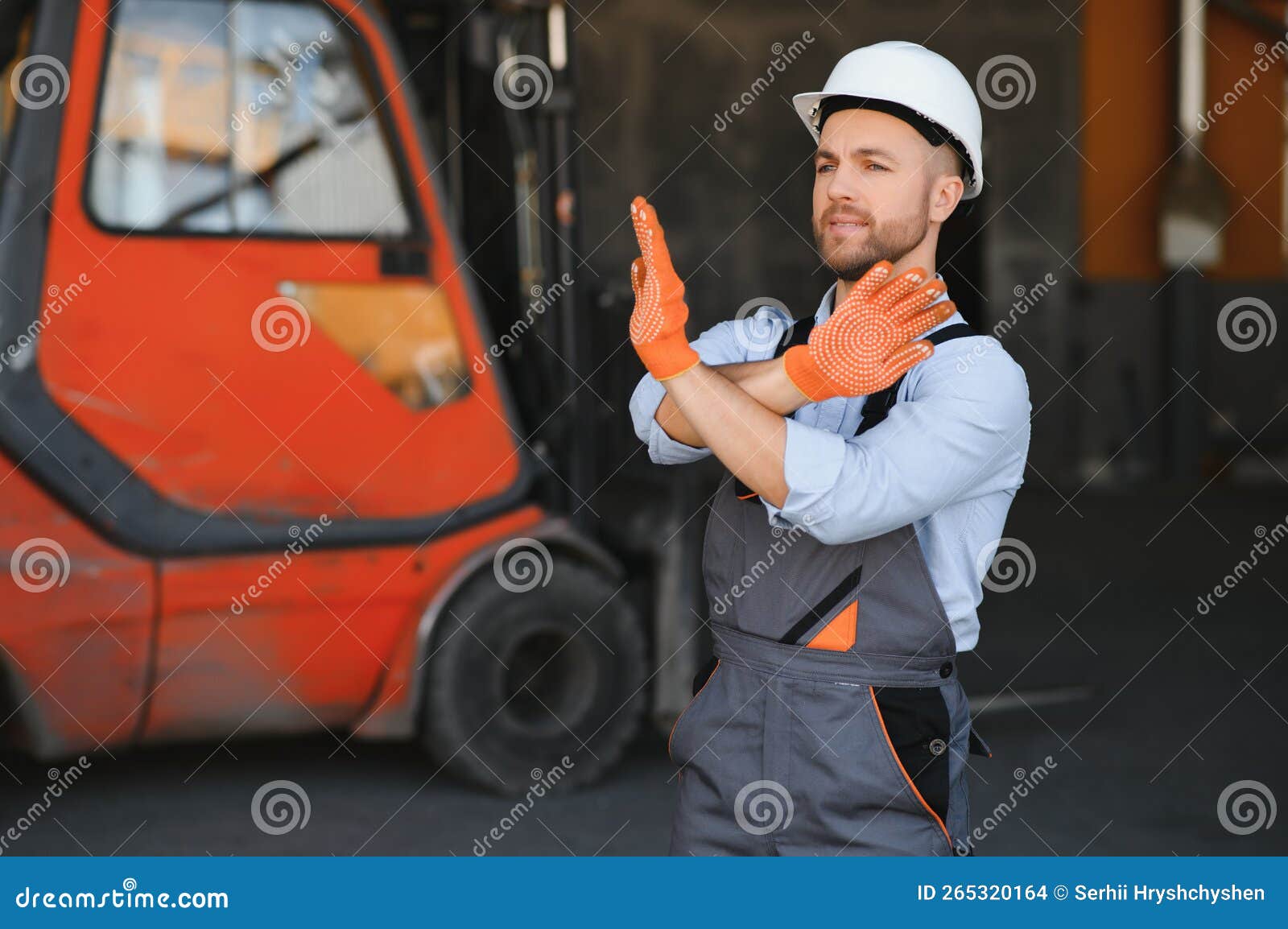 Professional Construction Industry Driver Close Up Stock Photo Image