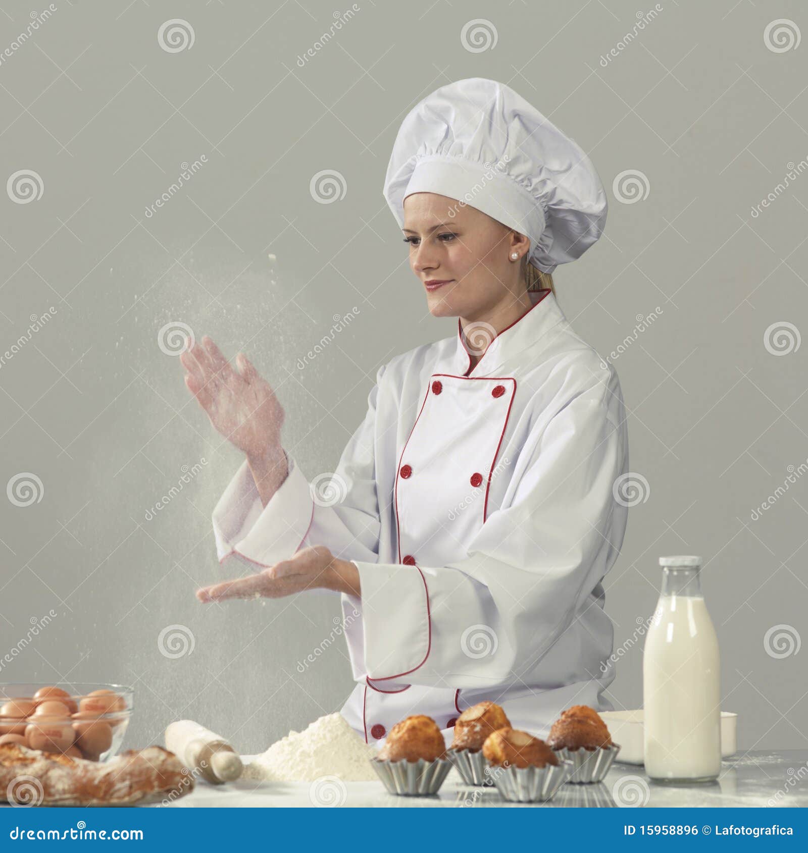 Professional cook baking stock photo. Image of beautiful 15958896