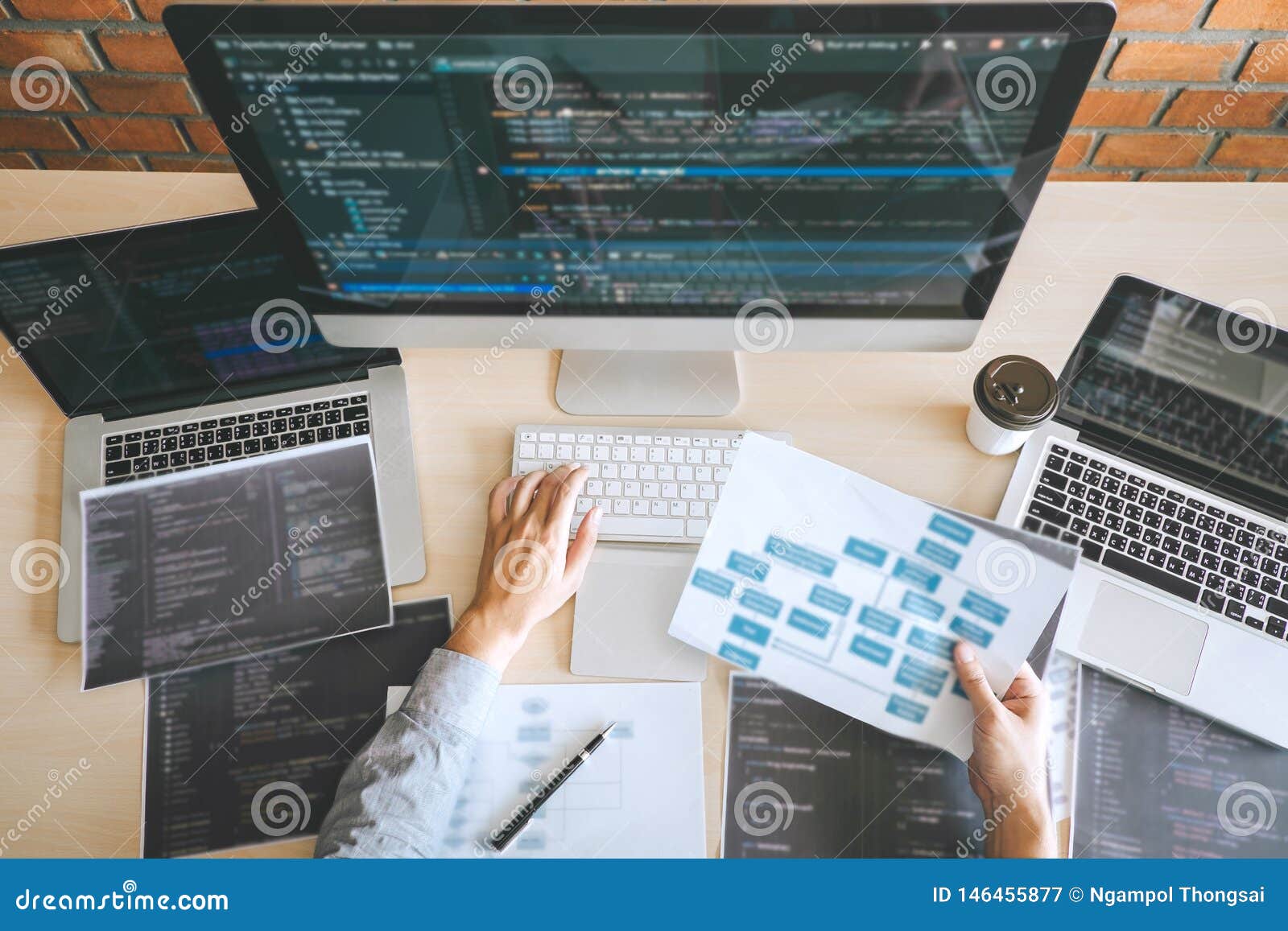 Professional Developer Programmer Working a Software Website Design and ...
