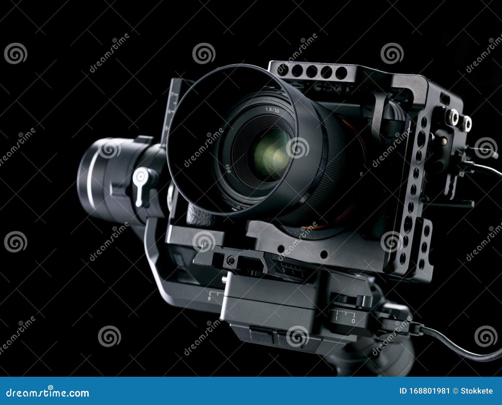 Professional Digital Camera on Black Background Stock Image Image of